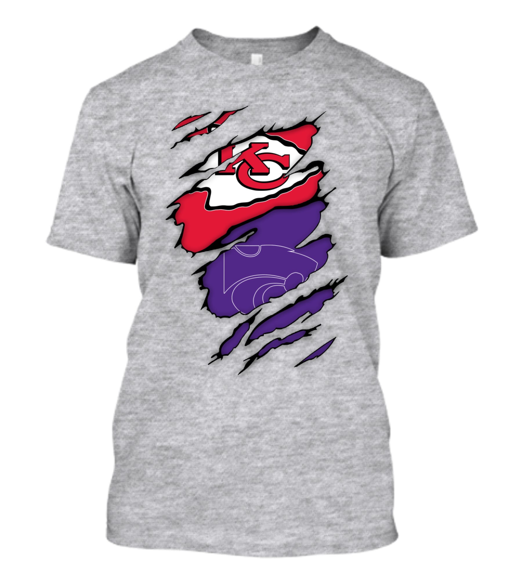 Kansas City Chiefs And Kansas State Wildcats Logo Integration T-Shirt