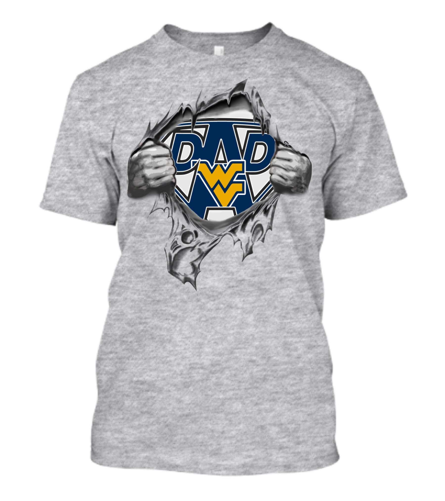 West Virginia University Super Dad Logo With Ripped Skin Effect T-Shirt