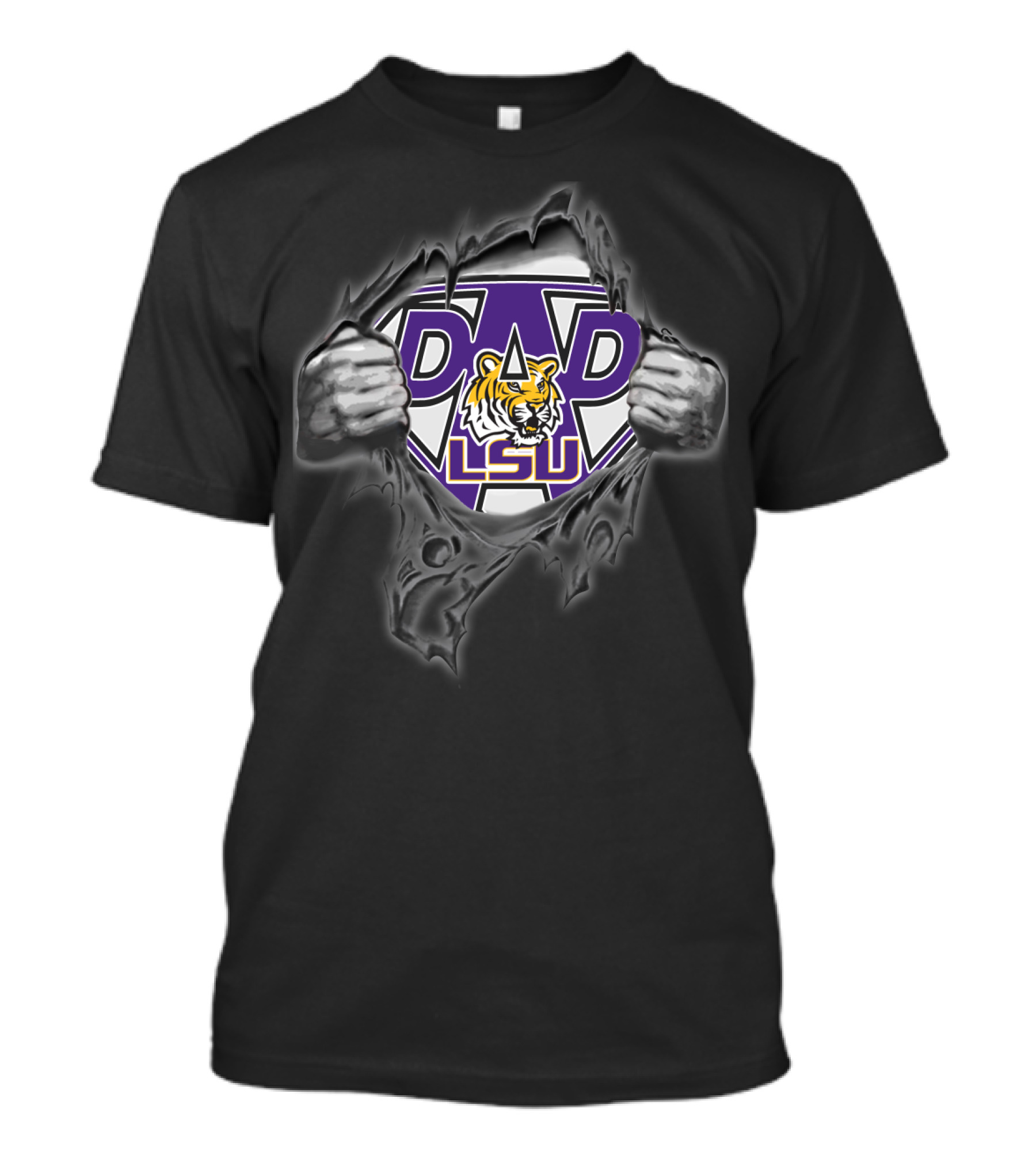 LSU Tigers Super Dad Shield Torn Reveal T-Shirt