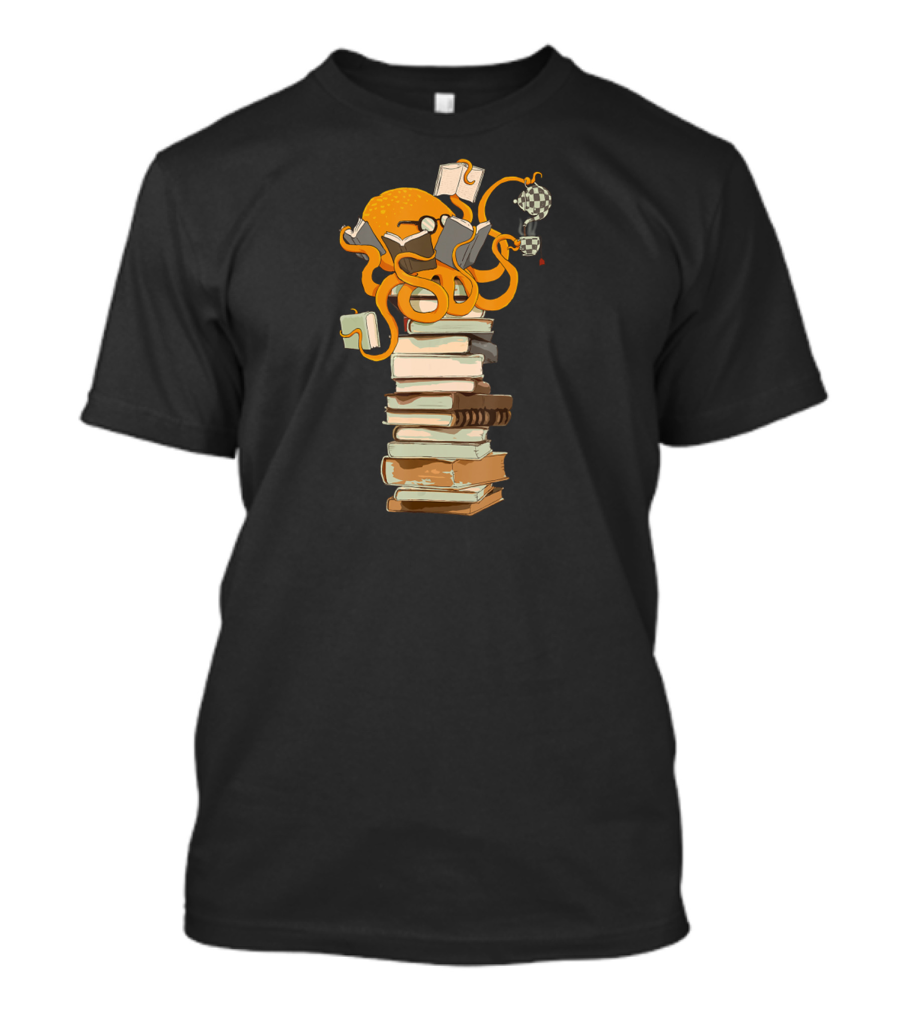 Octopus Reading Tea Coffee Books Stack T-Shirt