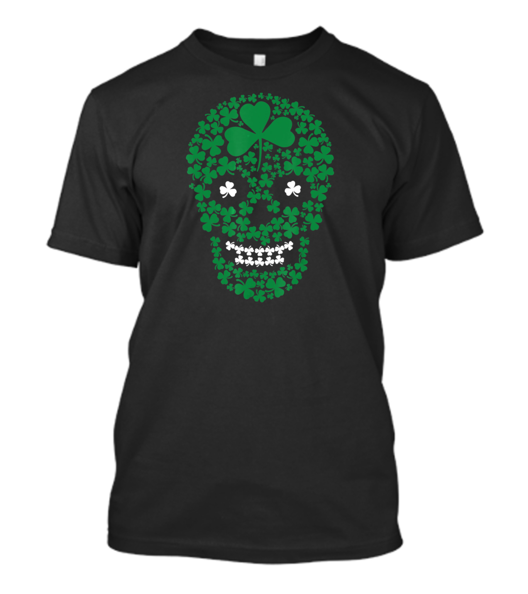 Saint Patrick's Day Shamrocks Skull Green Clover T-Shirt