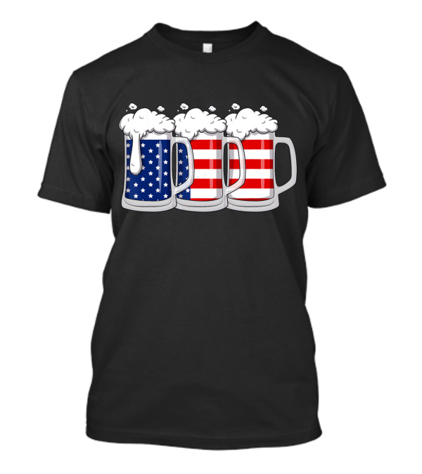 4th Of July Beer Mugs With USA Flag T-Shirt