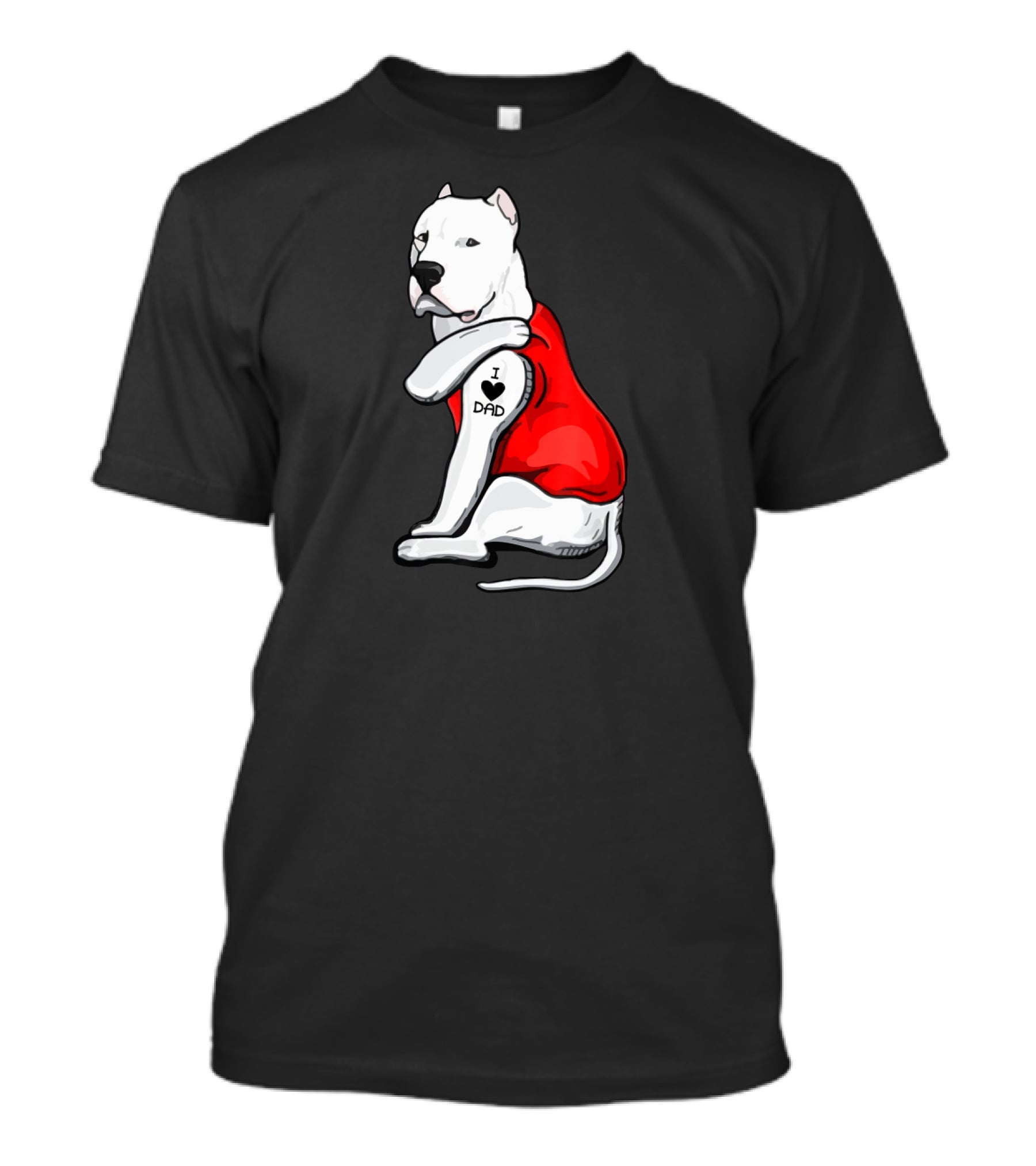I Love Dad Dogo Argentino Father Dog In Red T-Shirt