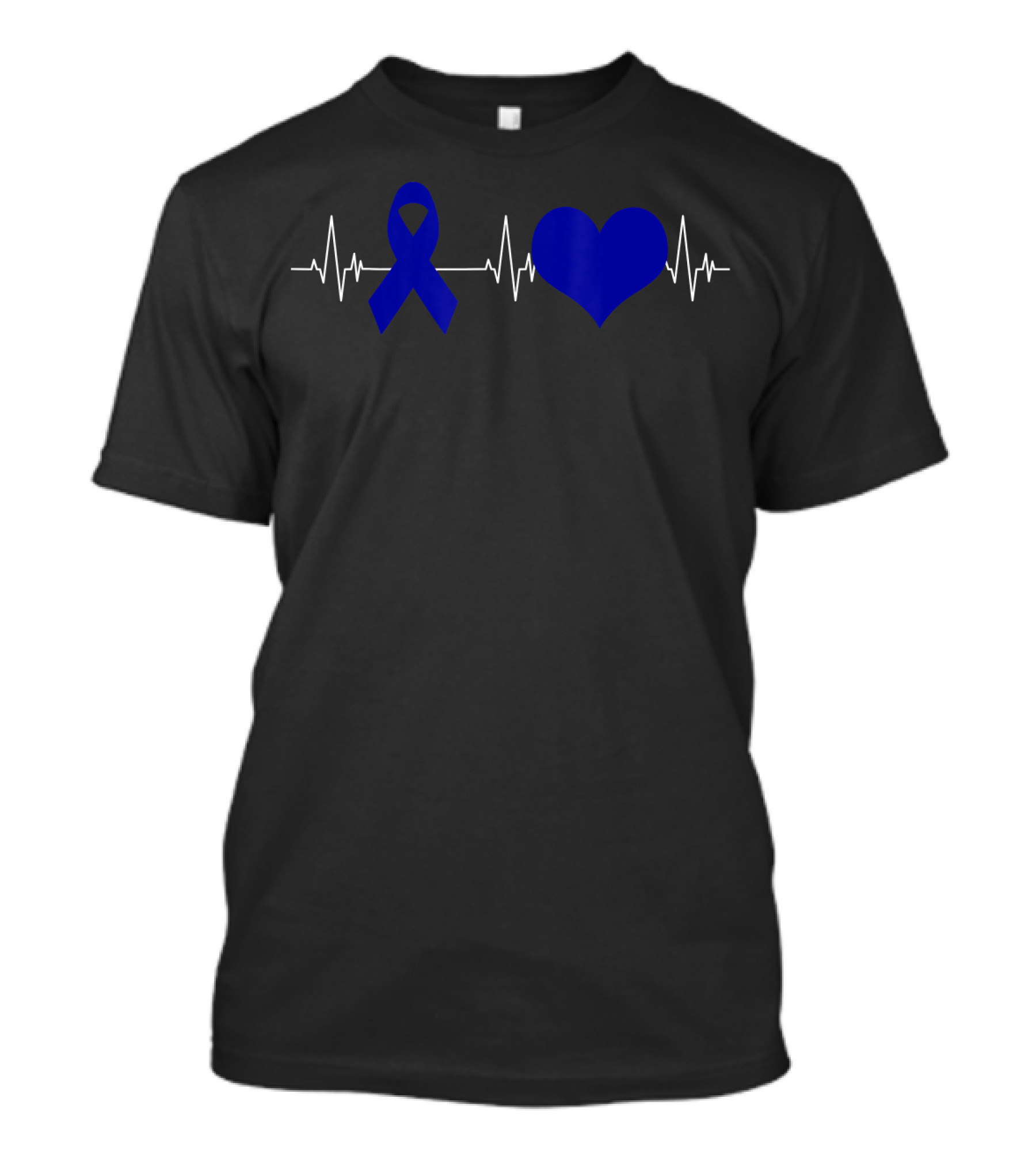 Colon Cancer Awareness Blue Ribbon Heartbeat T-Shirt