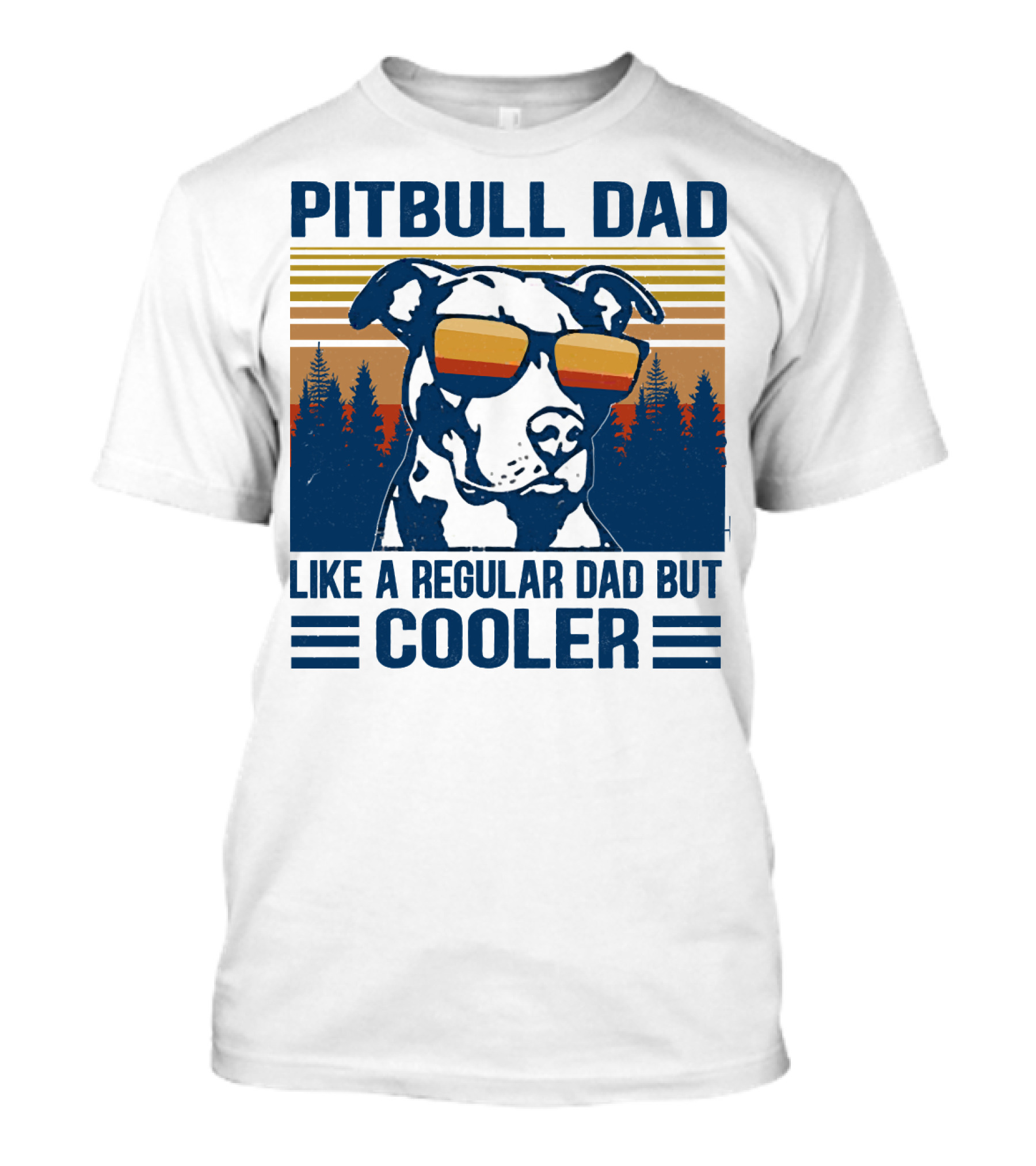 Pitbull Dad Like A Regular Dad But Cooler Retro Style Sunglasses T-Shirt