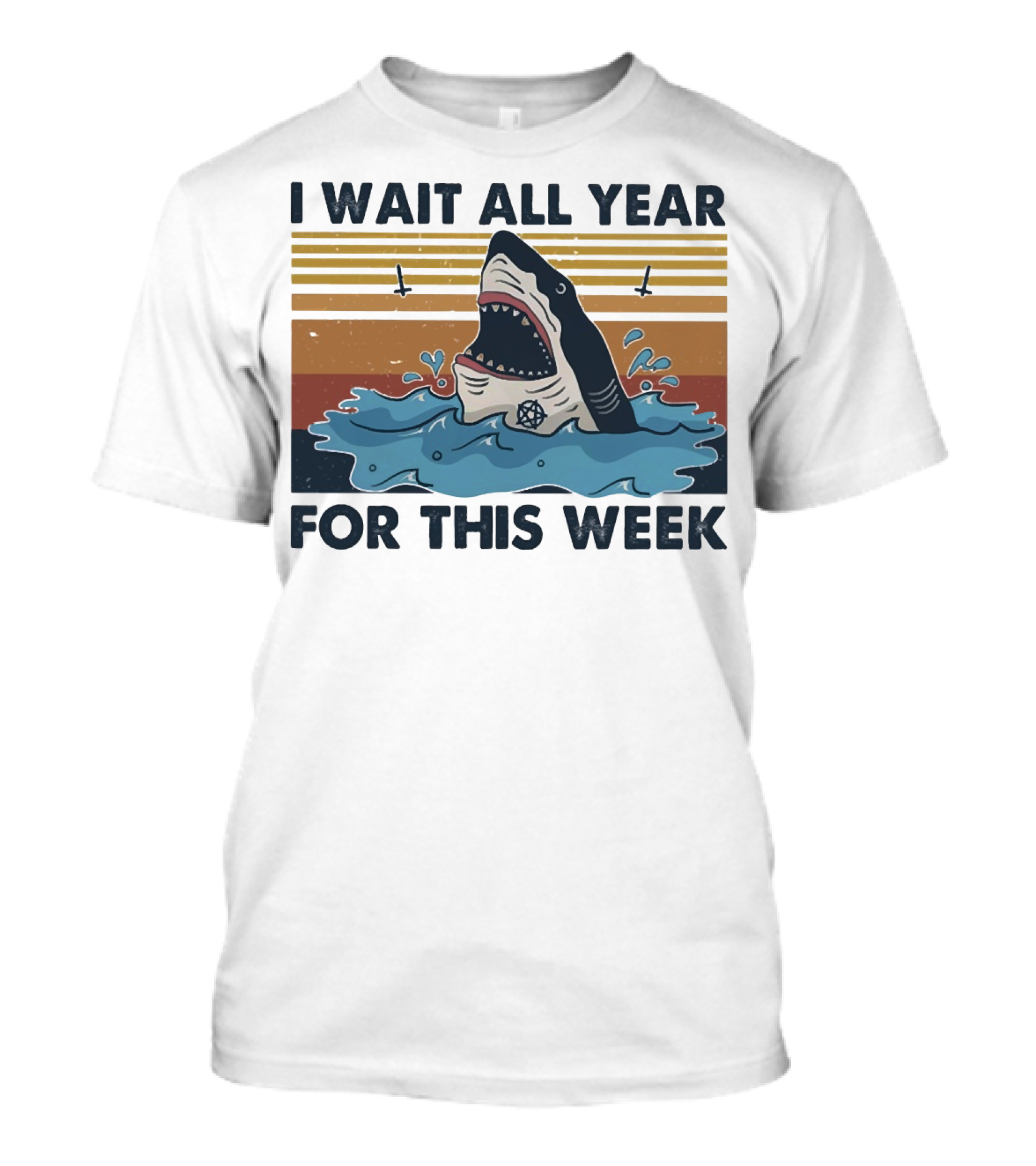 I Wait All Year For This Week Shark Retro Style Ocean Adventure T-Shirt