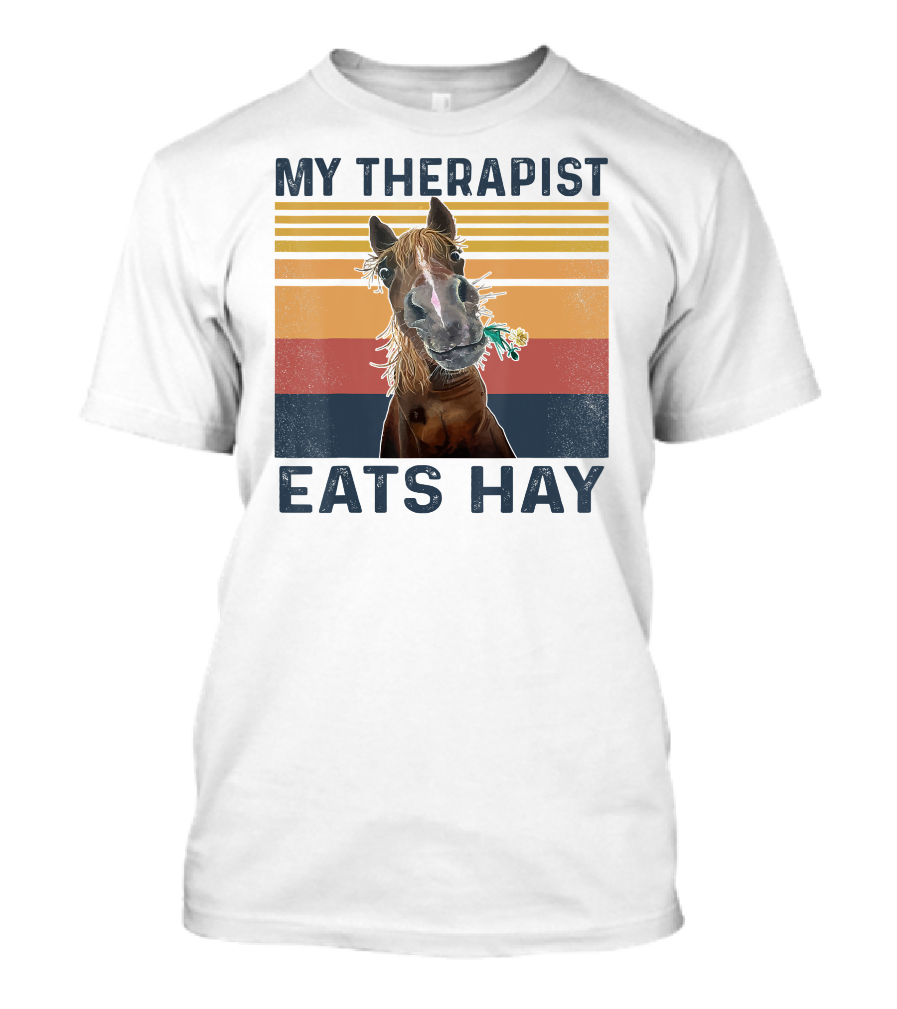 My Therapist Eats Hay Funny Horse Lover Retro Stripes T-Shirt