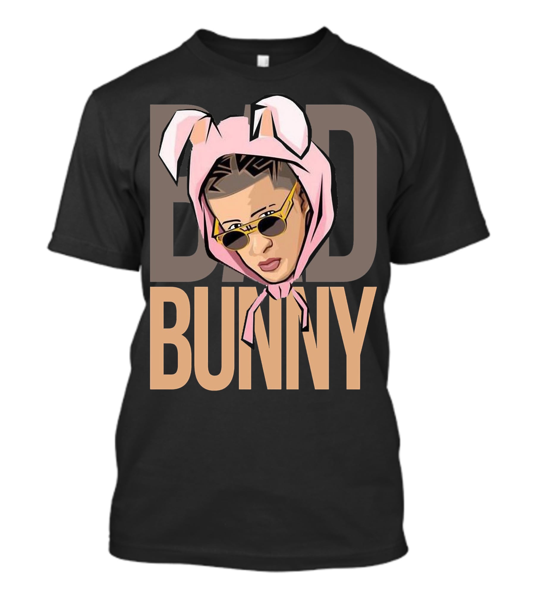 BAD BUNNY Iconic Style With Sunglasses And Bunny Ears T-Shirt