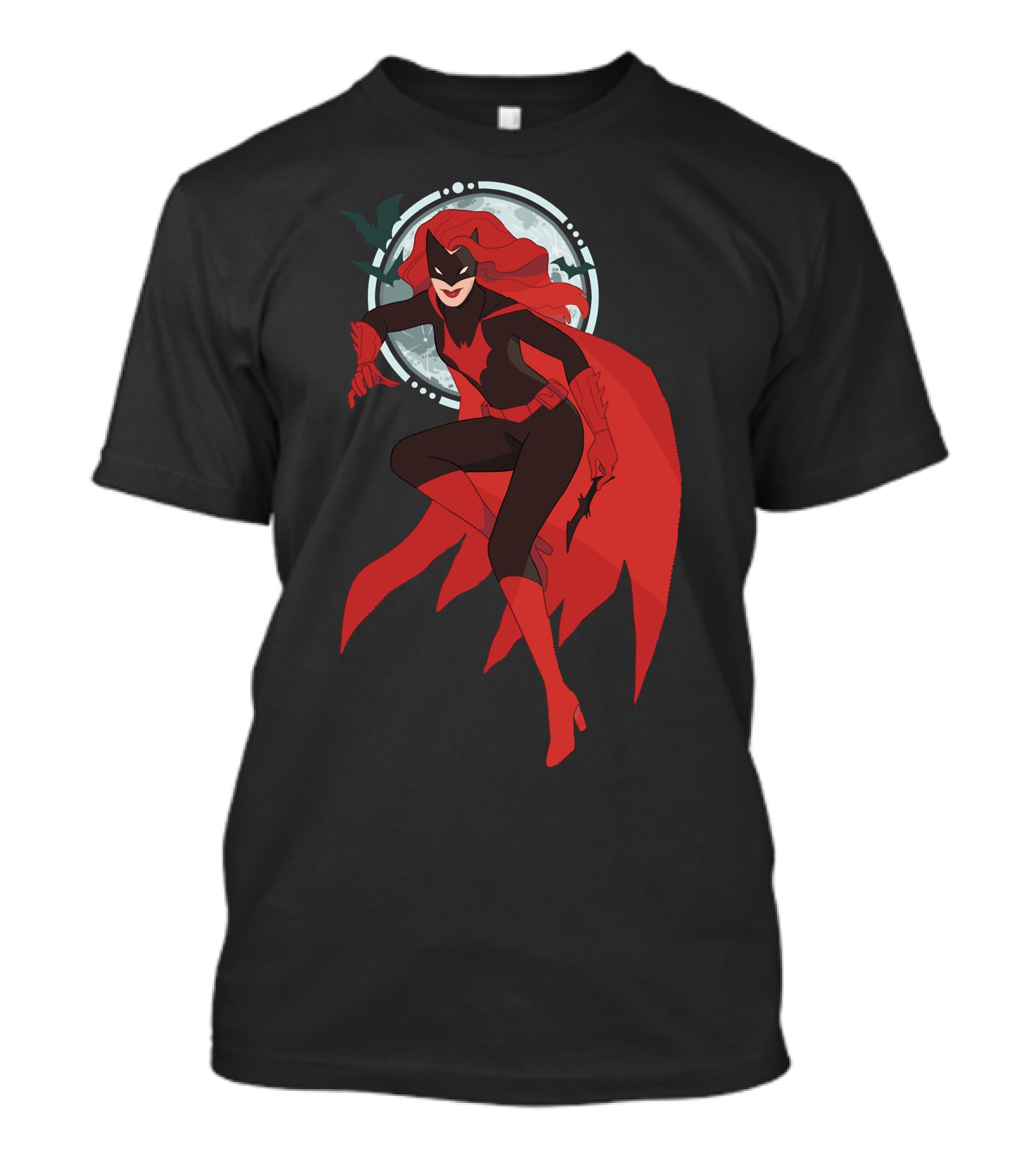 Batwoman Moonlit Heroic Pose With Cape And Bat T-Shirt