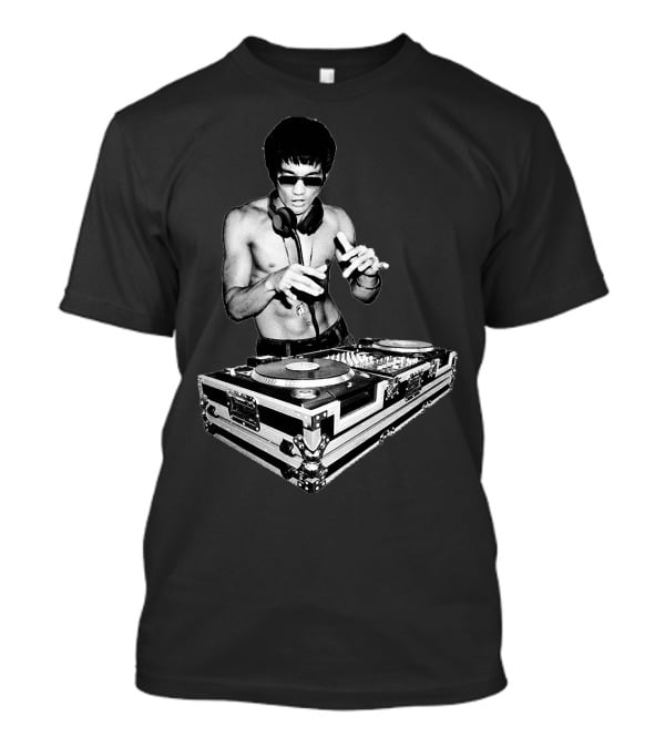 Bruce Lee Mixing Vinyl DJ Decks T-Shirt