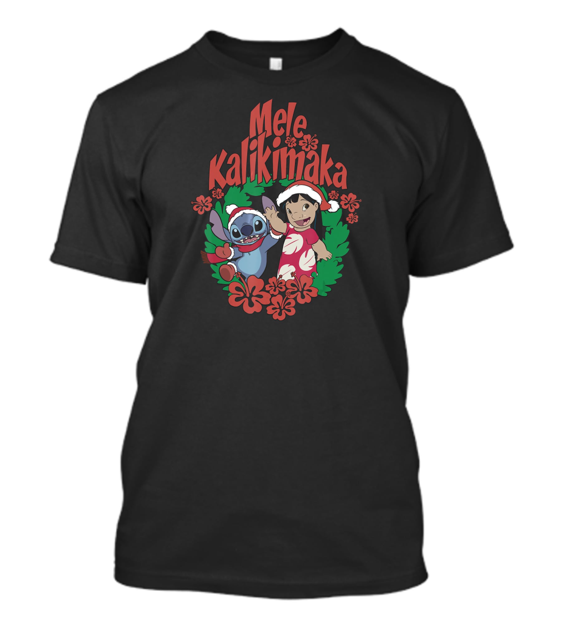 Mele Kalikimaka Lilo And Stitch Christmas Wreath Disney T-Shirt