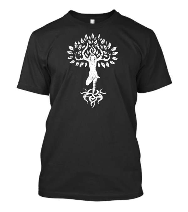 Flower Zen Tree Pose Yoga Meditation Roots And Branches T-Shirt