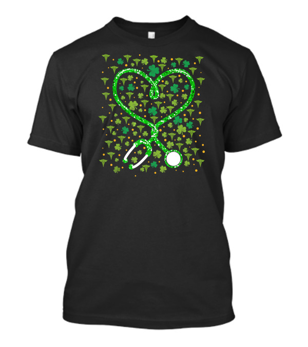 Respiratory Therapist Stethoscope Heart And St. Patrick's Shamrocks T-Shirt