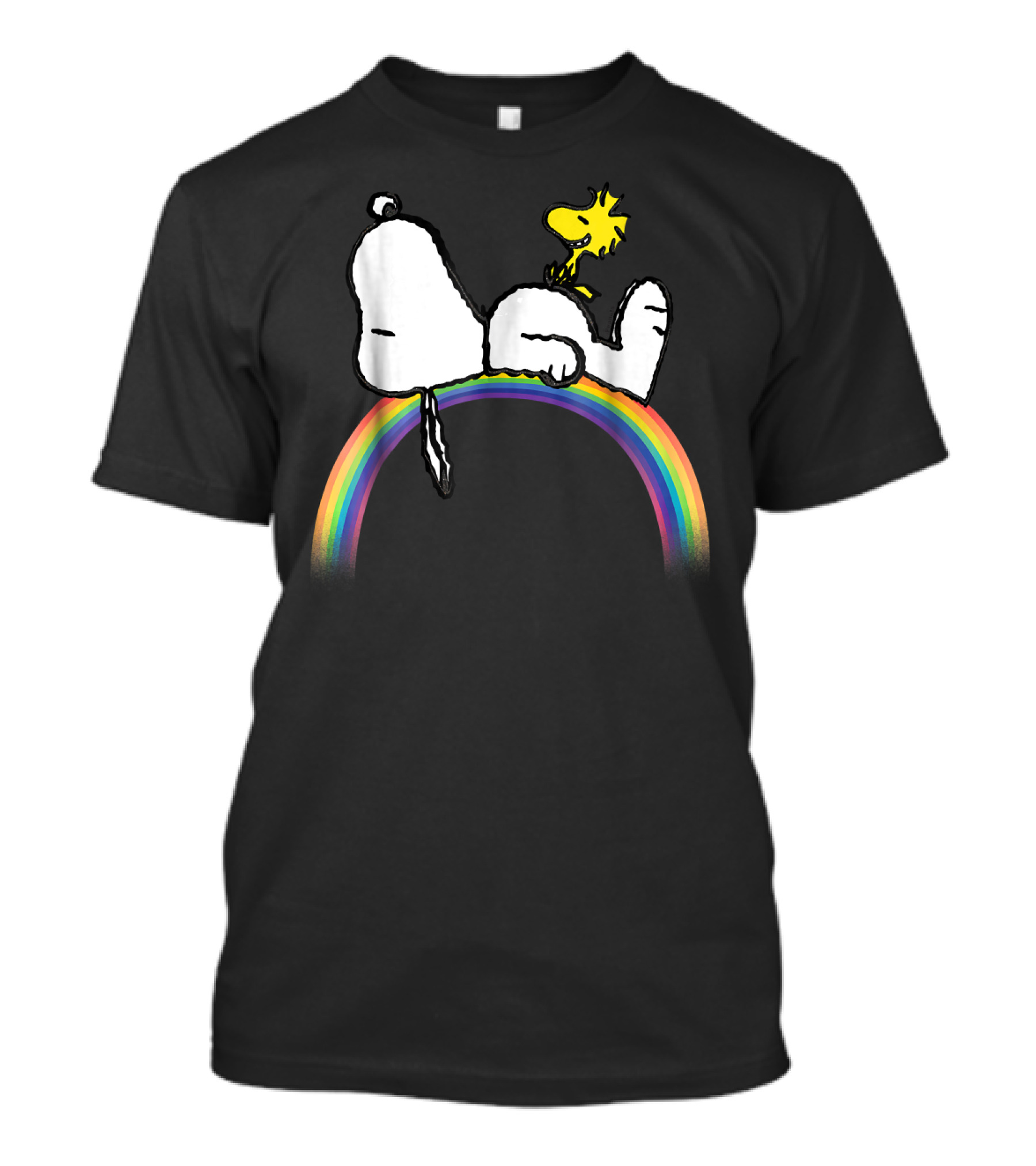 Peanuts Snoopy Woodstock Lying On Rainbow T-Shirt
