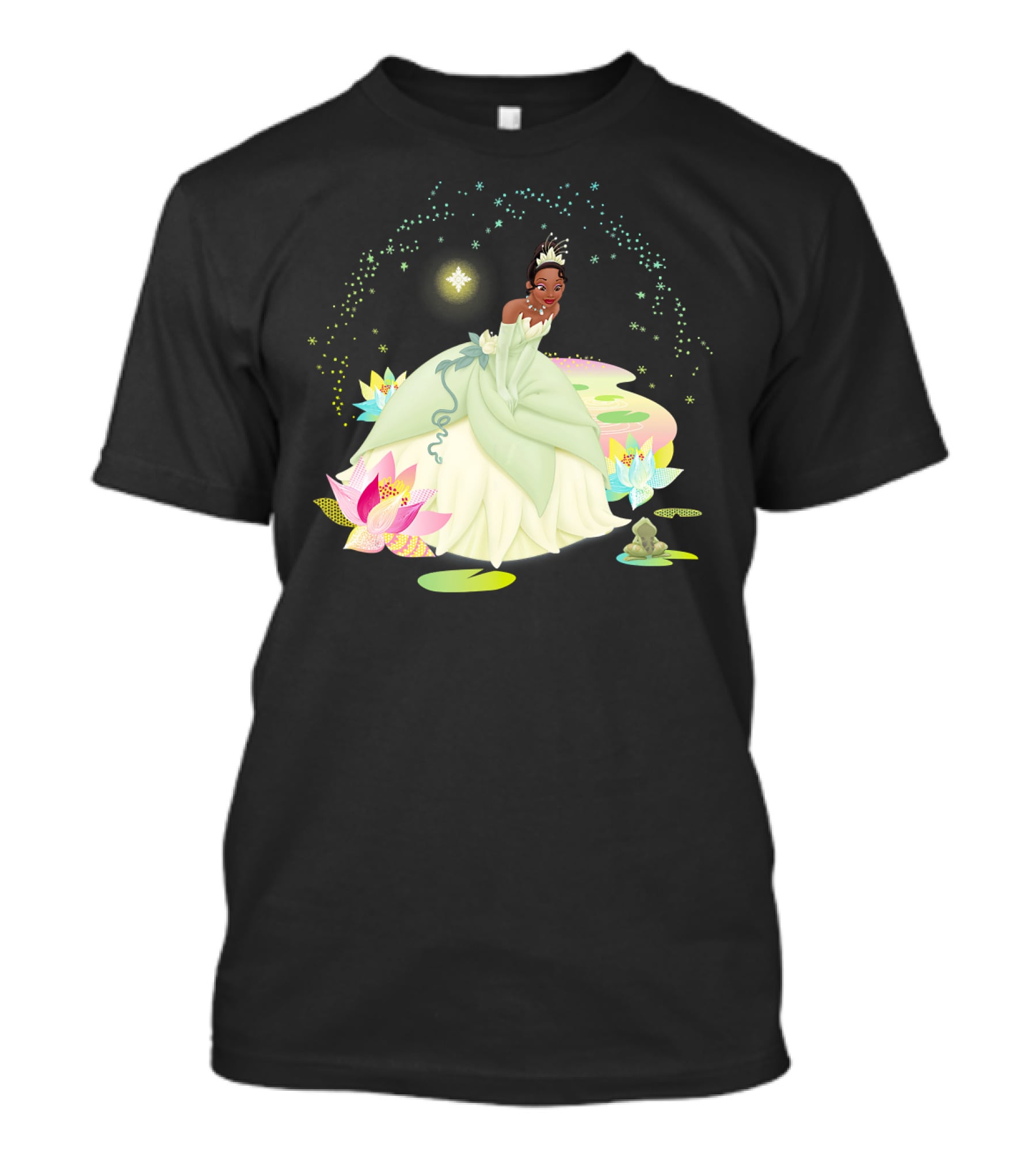 Disney The Princess And The Frog Tiana Bayou Magic Night Scene With Lily Pads And Frog T-Shirt