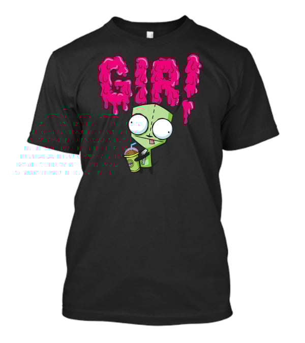 Gir Slime Text Holding Slush Drink Invader Zim T-Shirt