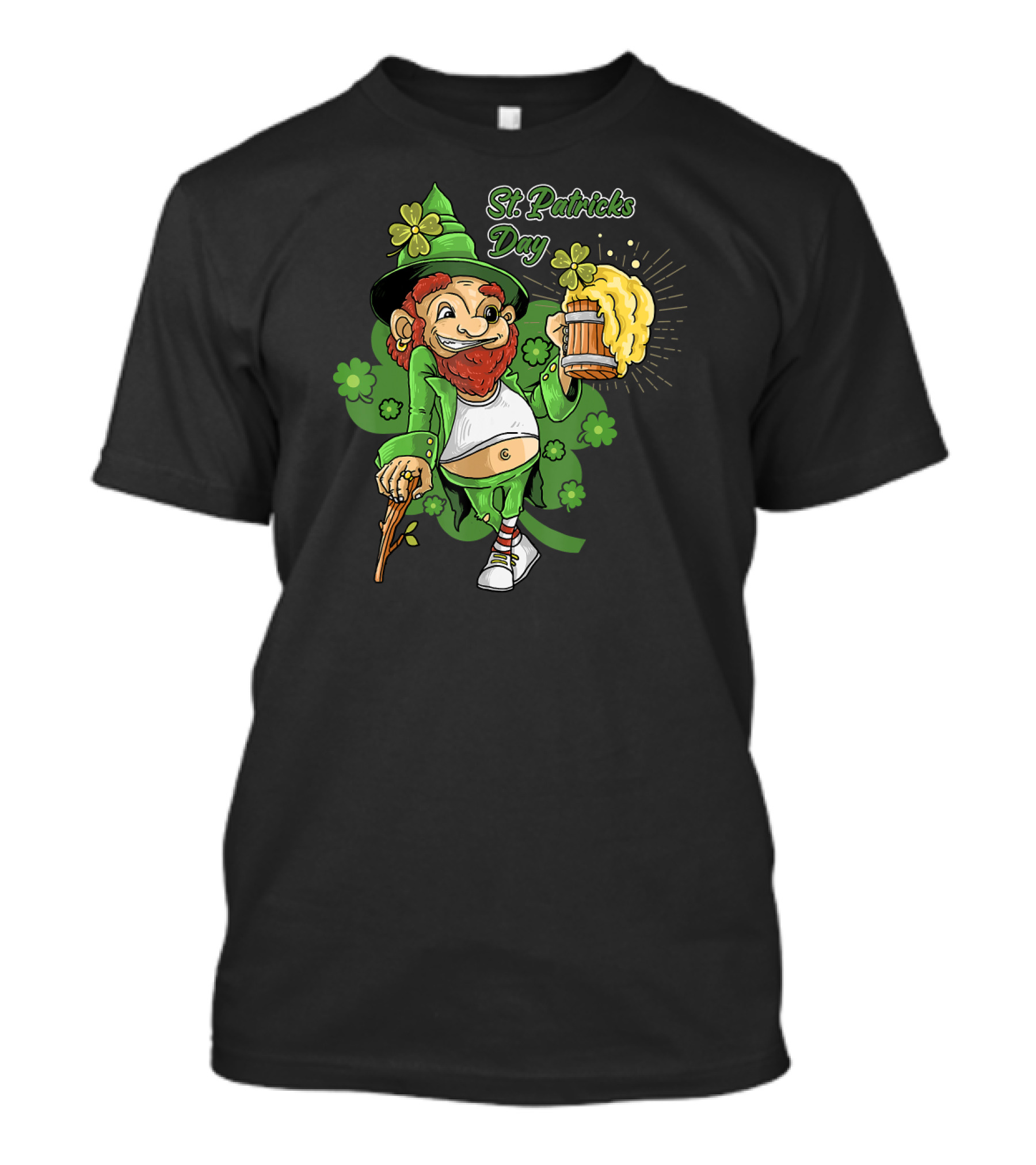 St Patricks Day Lucky Irish Leprechaun With Beer And Shamrocks T-Shirt