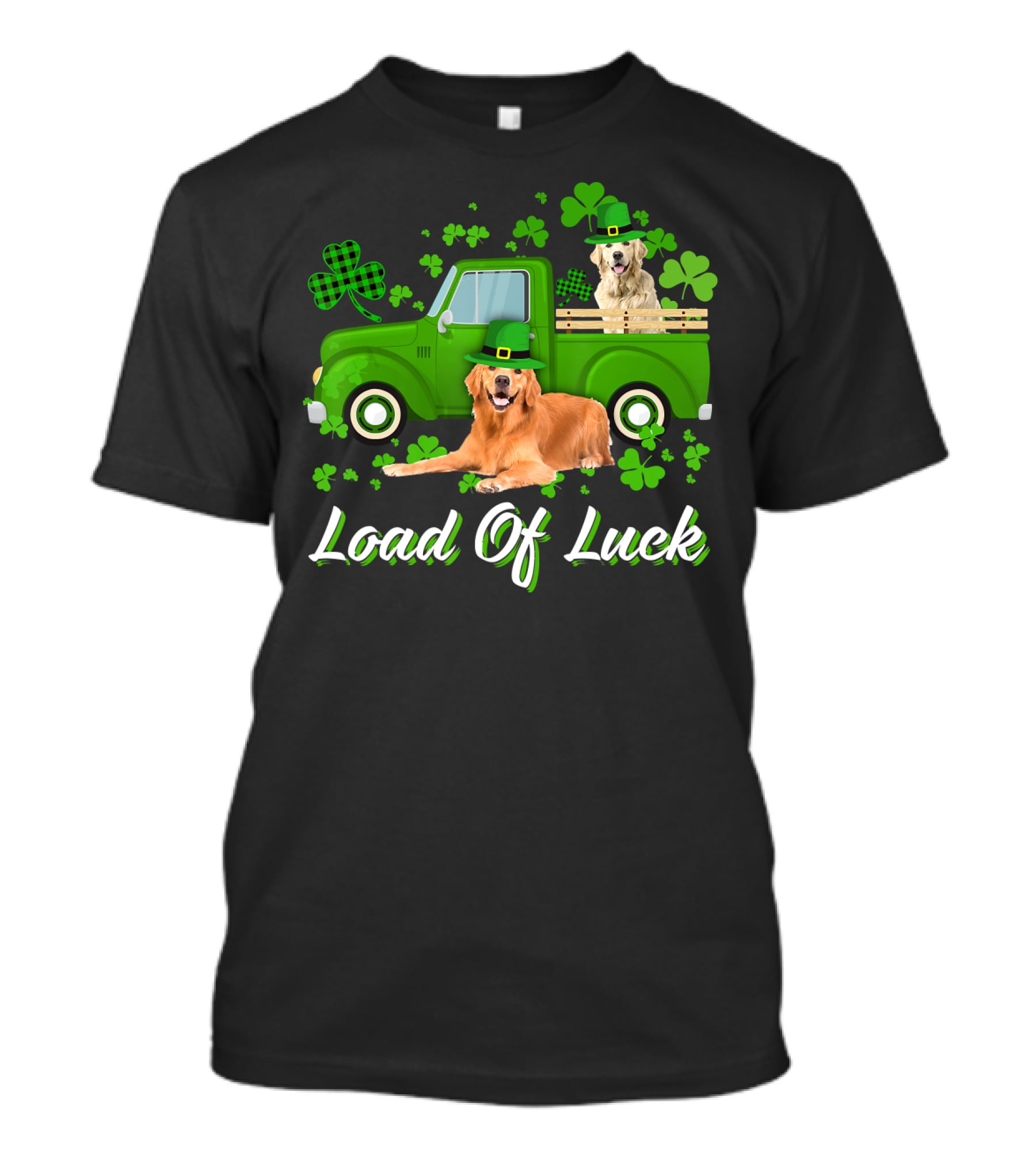 Load Of Luck Green Truck And Golden Retrievers T-Shirt