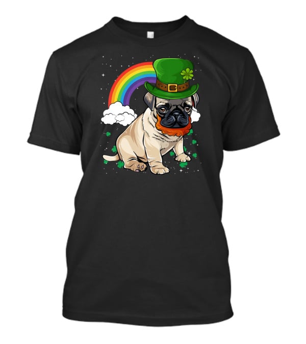 Pug St Patricks Day Leprechaun Hat Rainbow T-Shirt