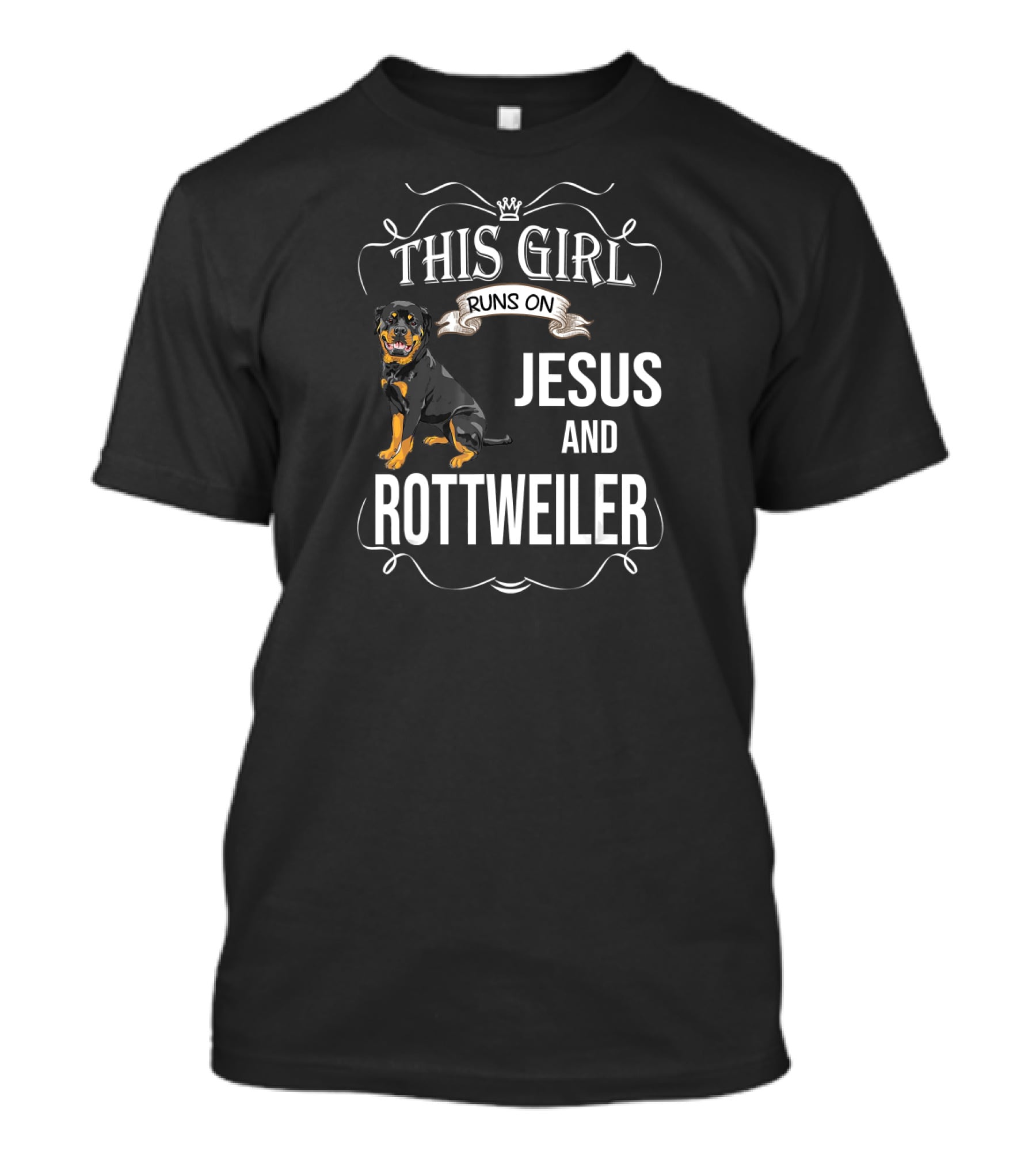 This Girl Runs On Jesus And Rottweiler T-Shirt
