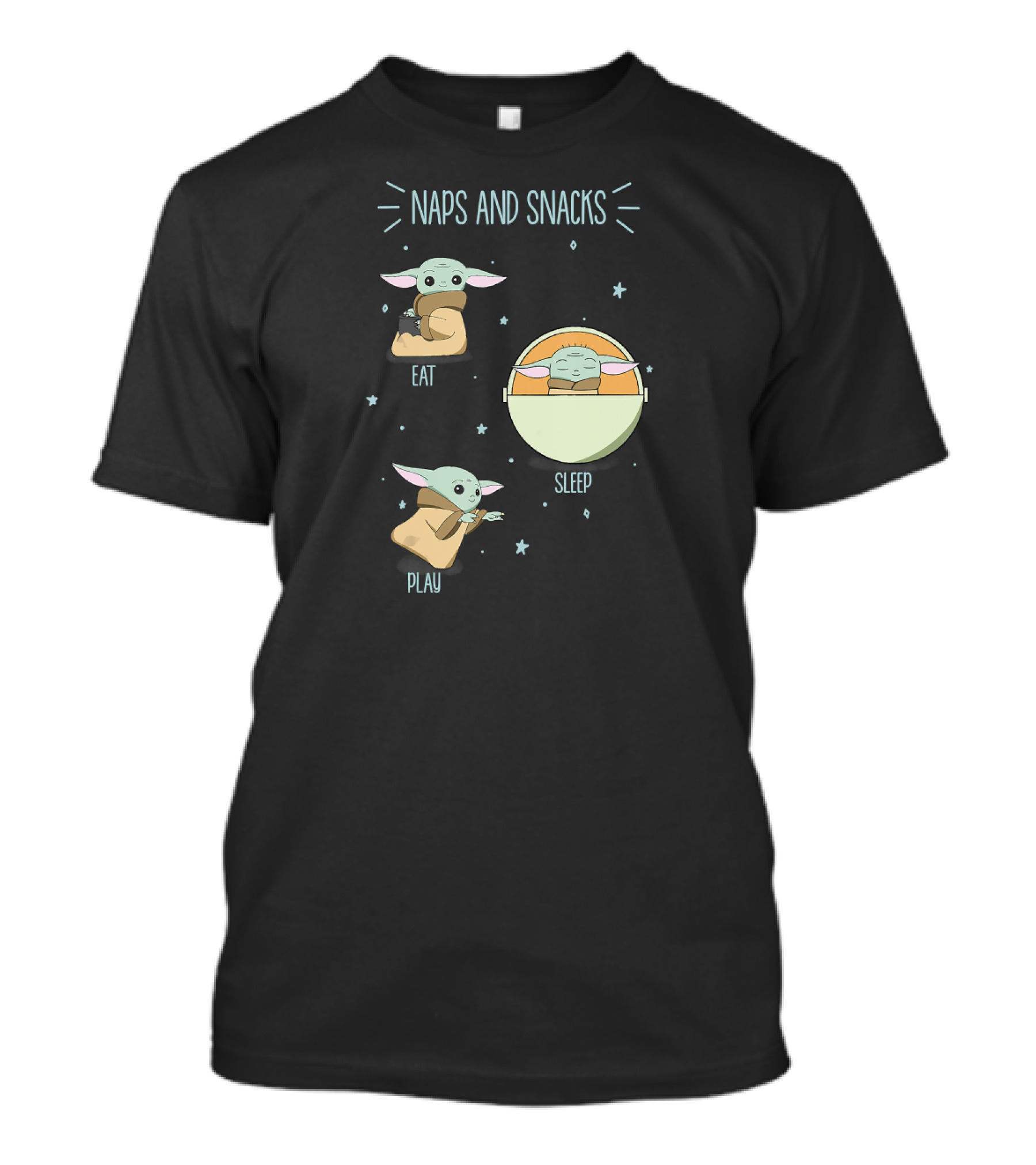 Star Wars The Mandalorian Naps And Snacks Eat Sleep Play The Child Doodles T-Shirt