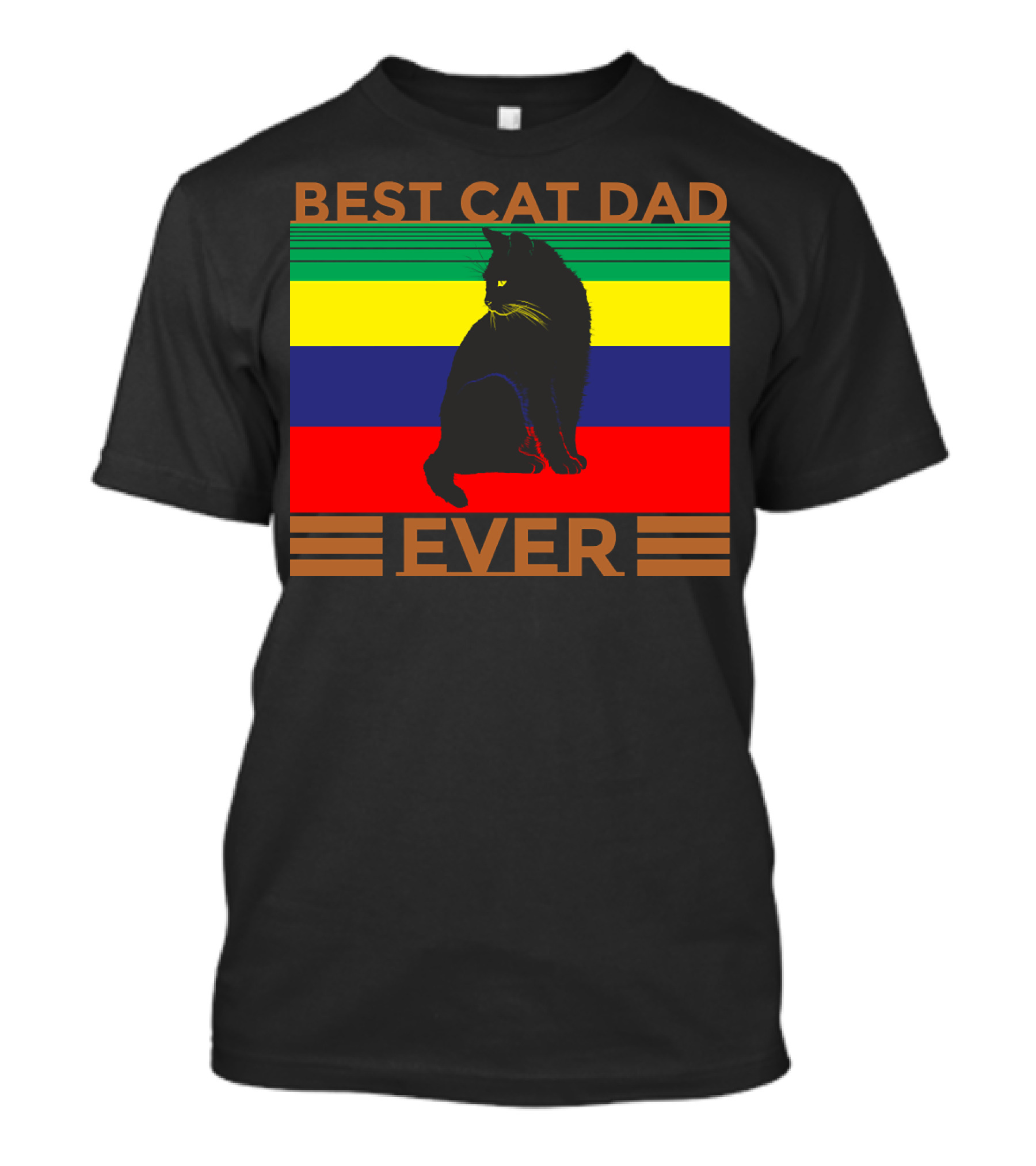 BEST CAT DAD EVER Colorful Striped Cat T-Shirt