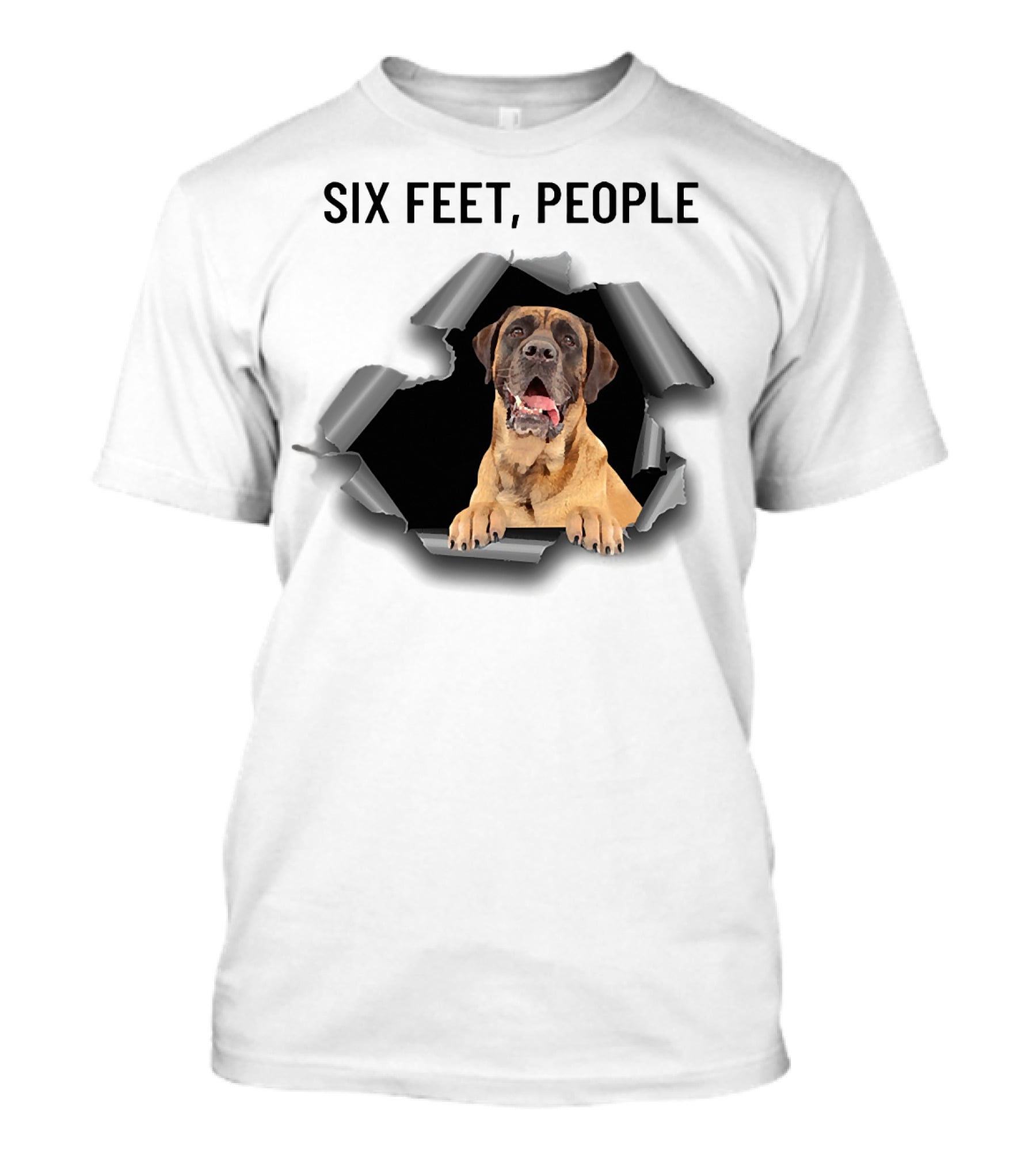 Six Feet People English Mastiff Ripping Through T-Shirt