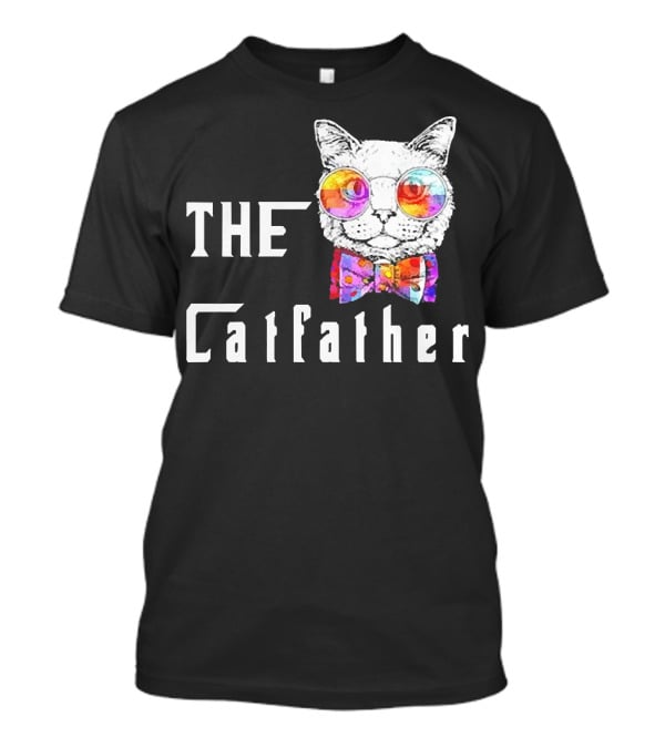 The Catfather Nerd Cat With Glasses And Bow T-Shirt