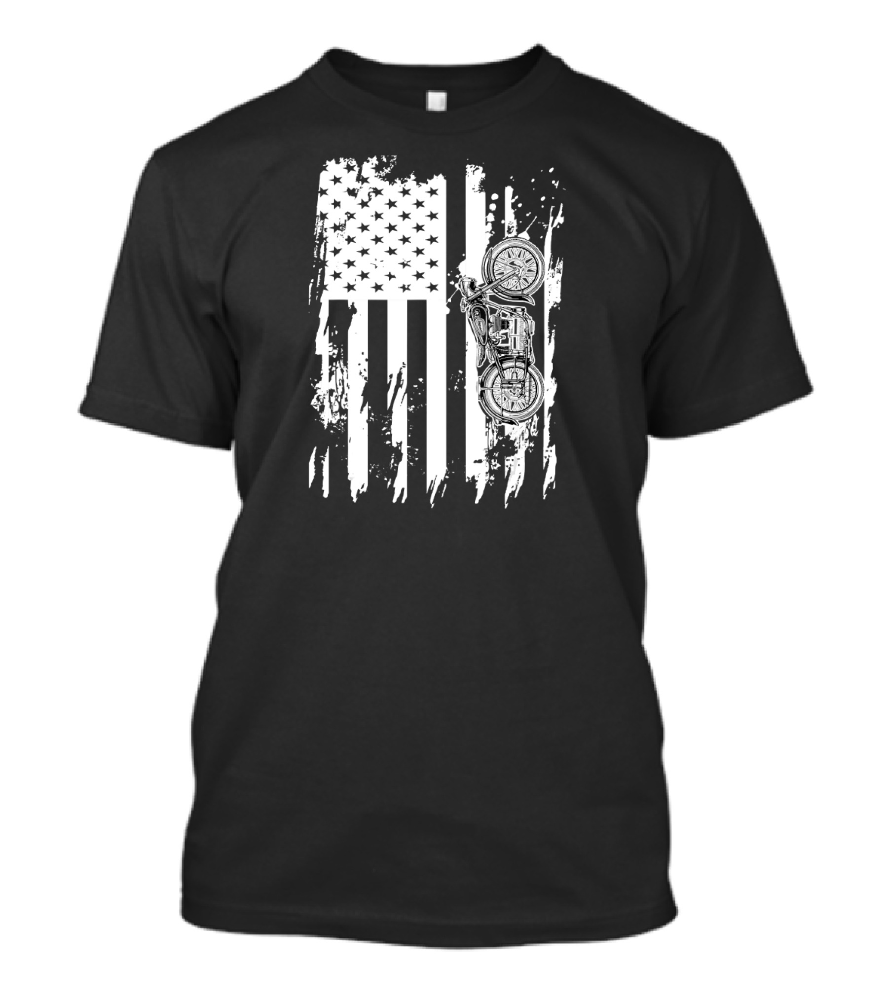 Vintage Retro Motorcycle With Grunge American Flag Background T-Shirt