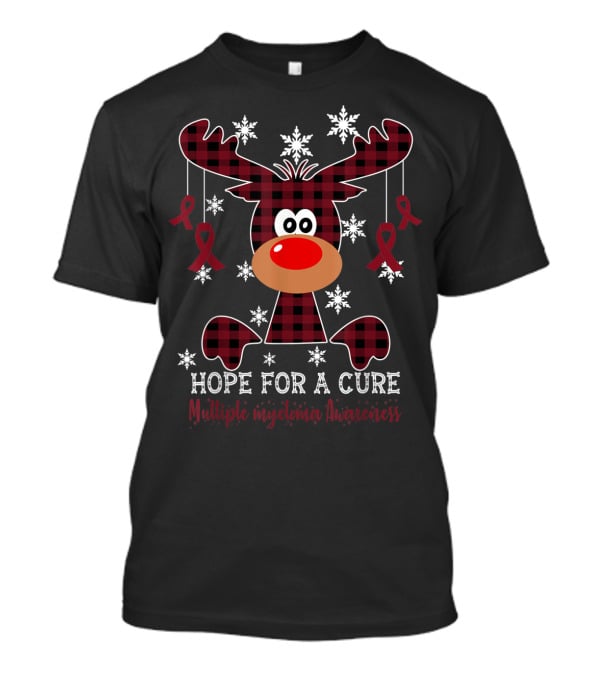 Hope For A Cure Multiple Myeloma Awareness Reindeer With Ribbons T-Shirt
