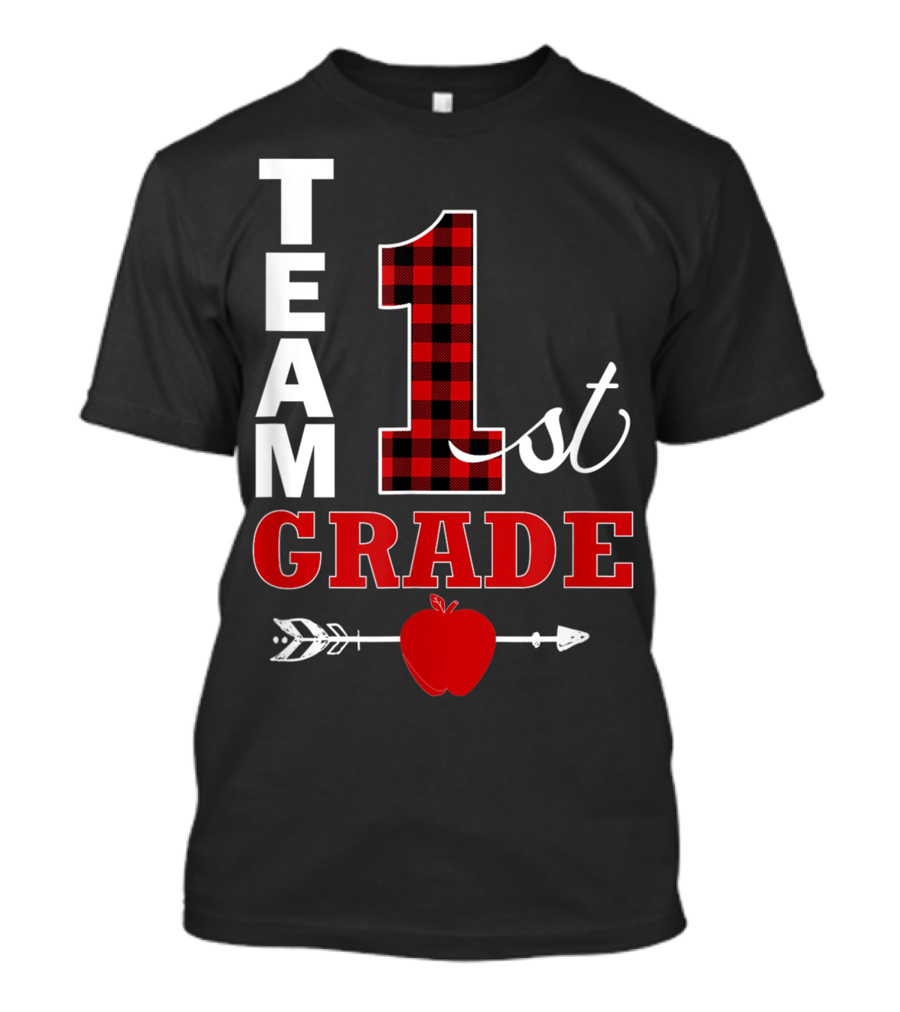 Team 1st Grade Lumberjack Plaid Teacher Arrow Apple T-Shirt
