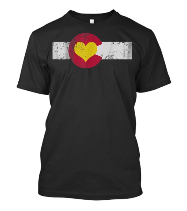 Colorado State Flag Heart Distressed T-Shirt