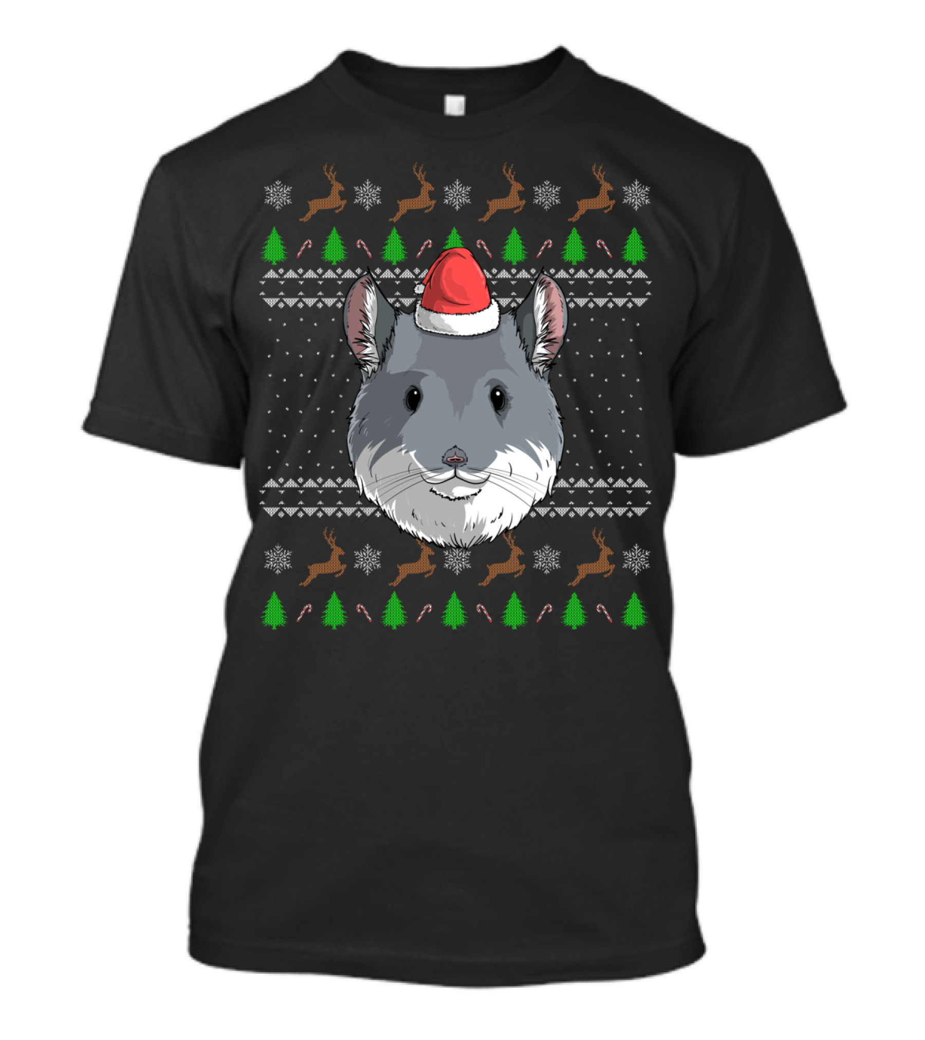 Chinchilla Santa Claus Hat Ugly Christmas T-Shirt
