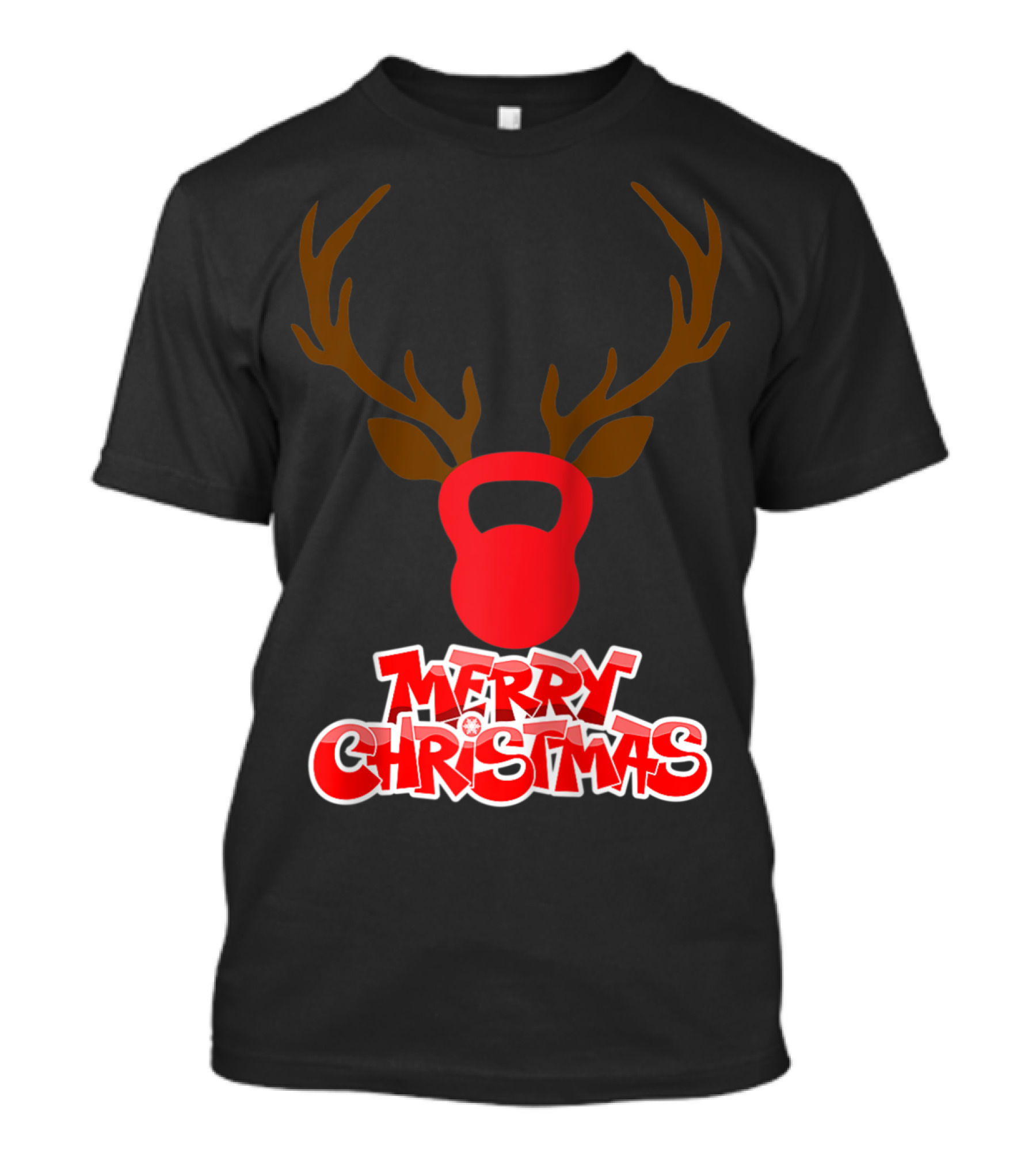 Merry Christmas Antlers Kettlebell T-Shirt