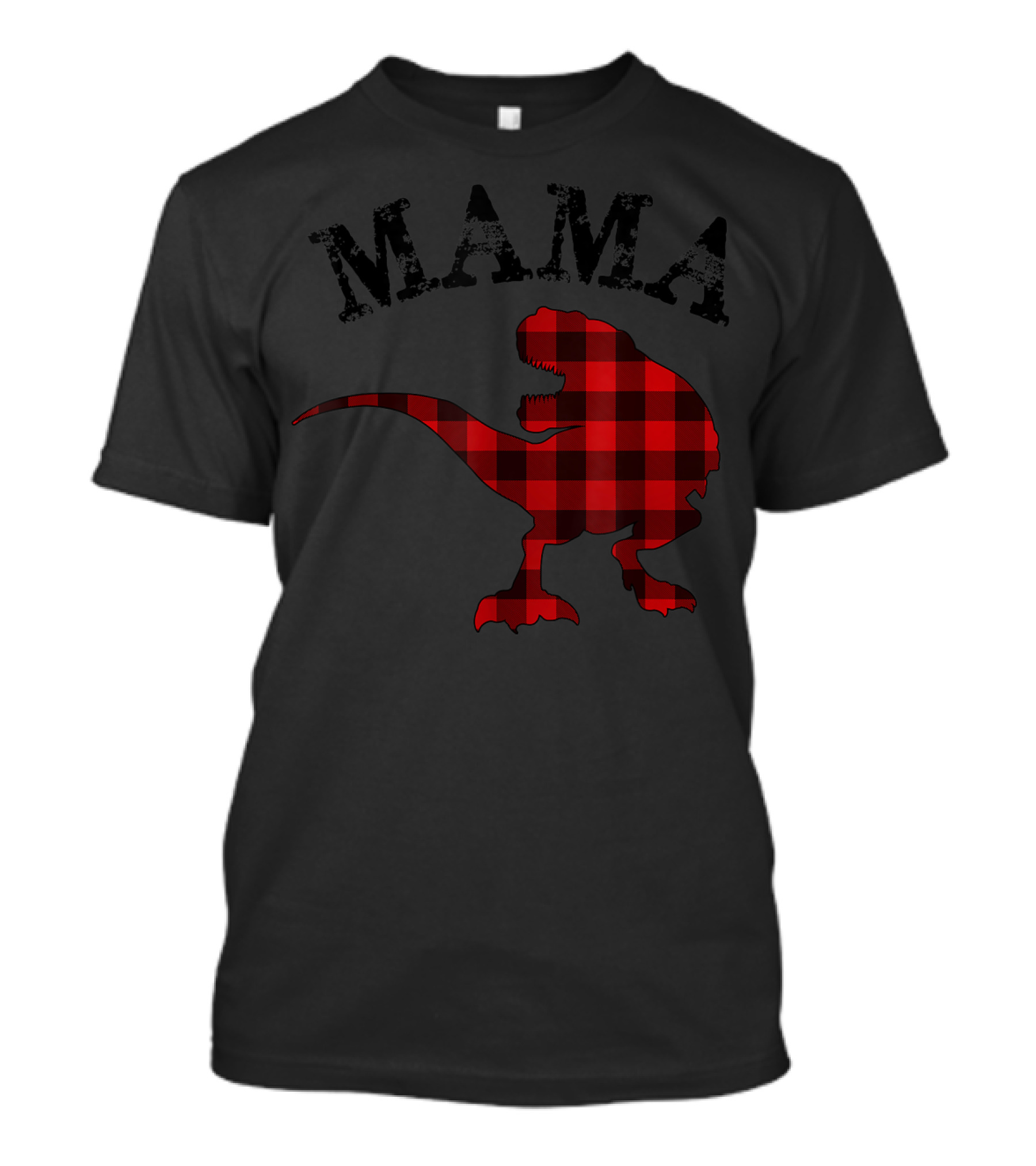 Mama Red Plaid Dinosaur T-Shirt