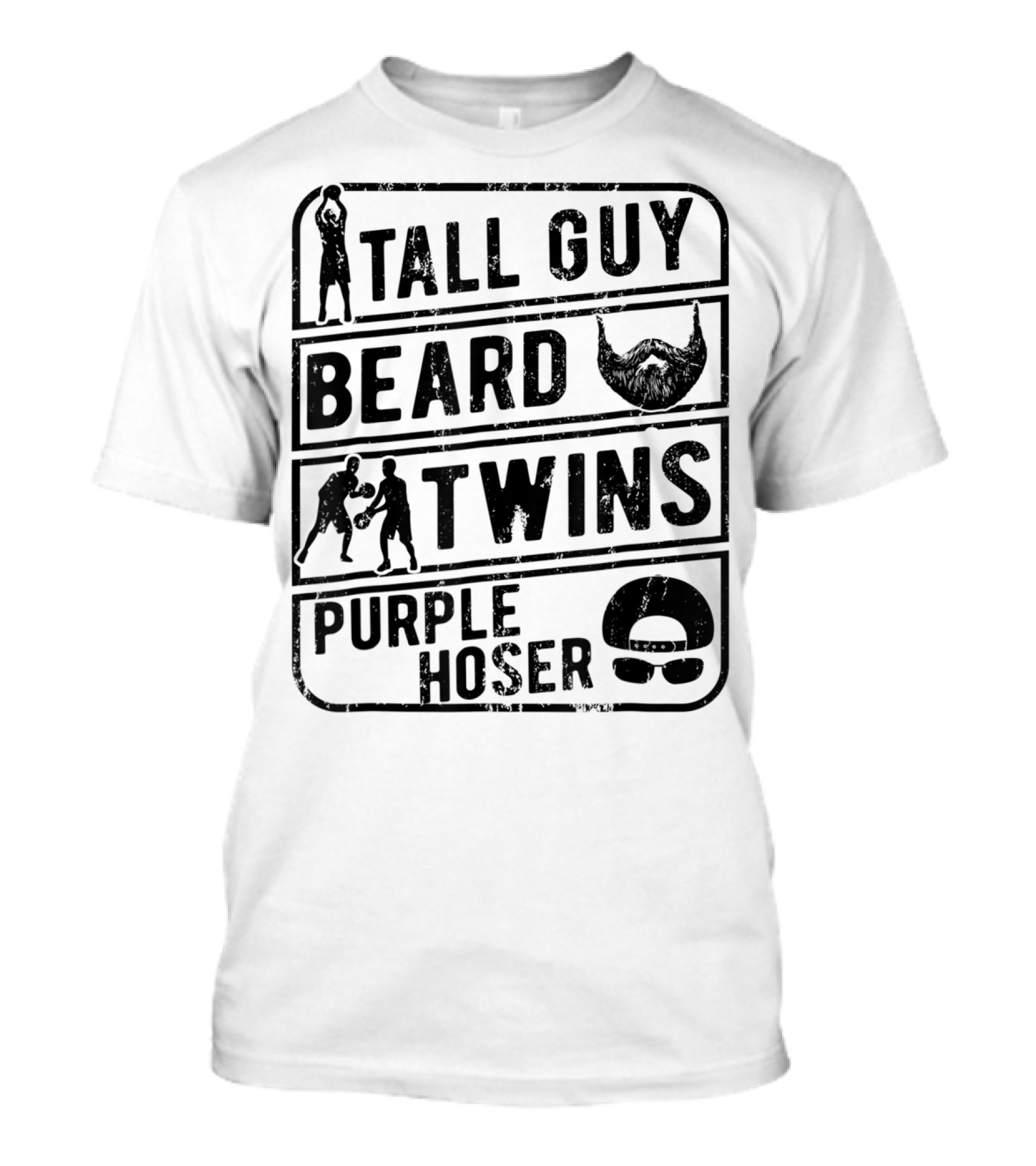 Tall Guy Beard Dude Perfect Twins Purple Hoser T-Shirt