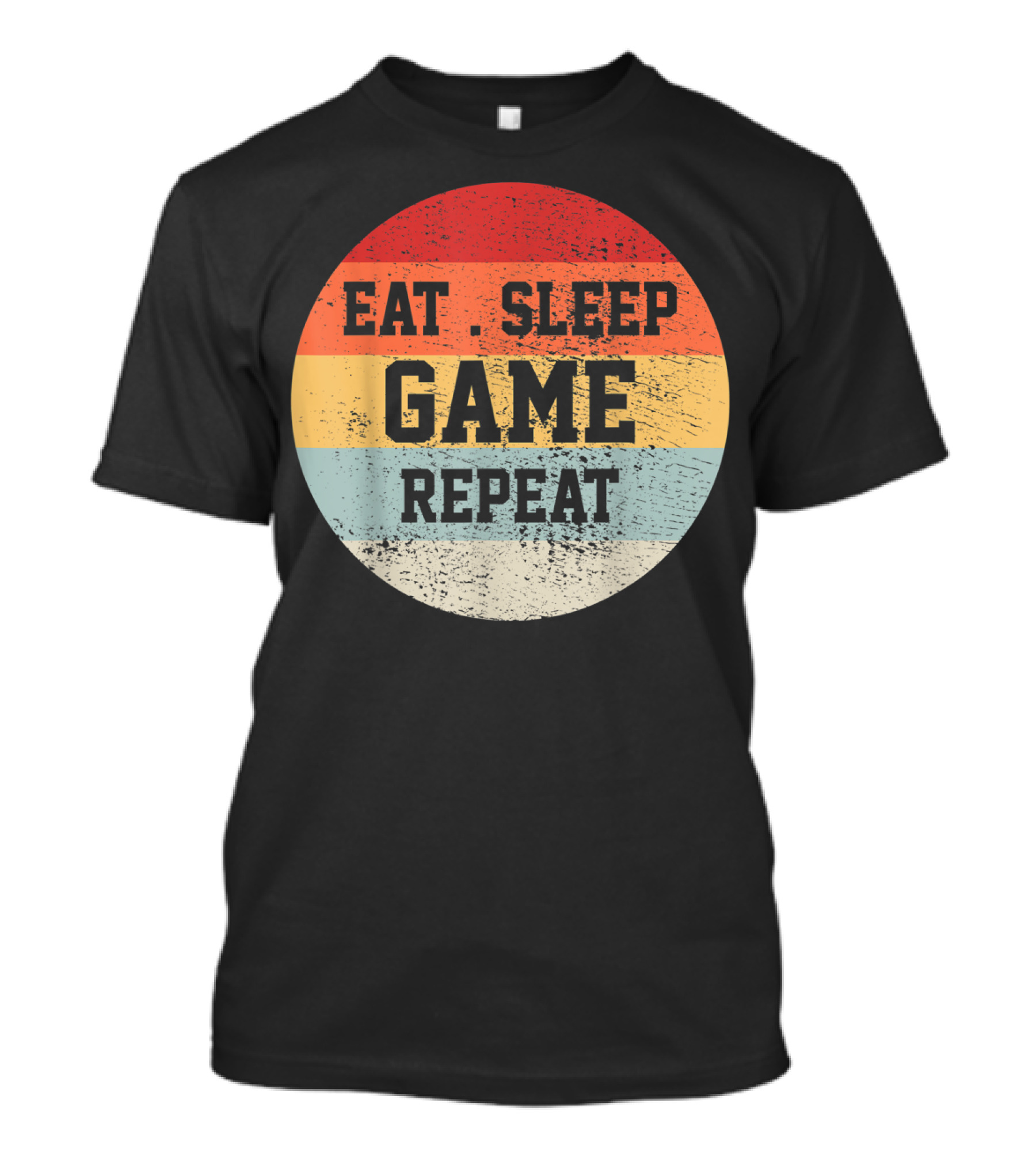 Eat Sleep Game Repeat Vintage Retro Stripes T-Shirt