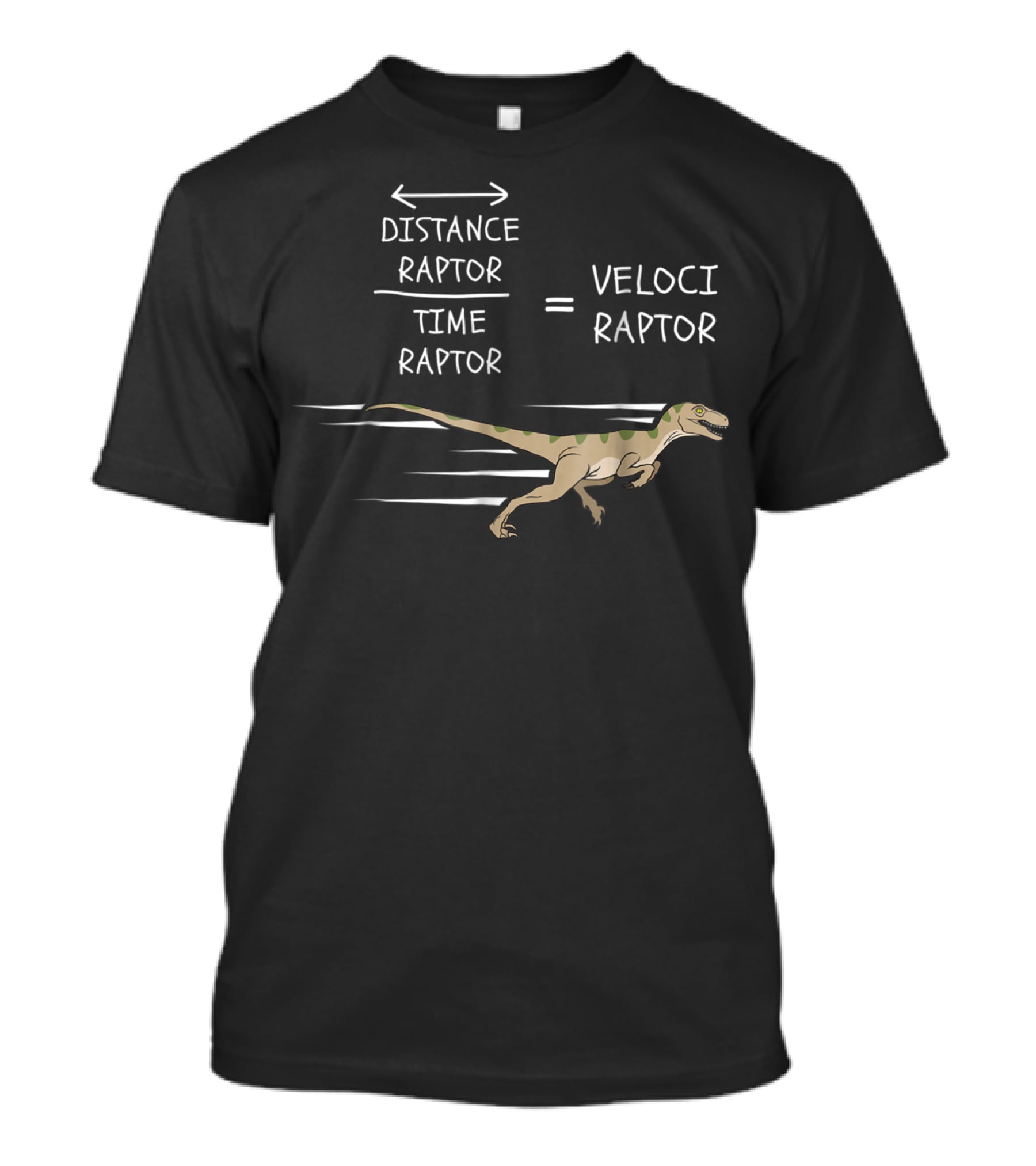 Velociraptor Equation Distance Time Funny Physics Dinosaur T-Shirt