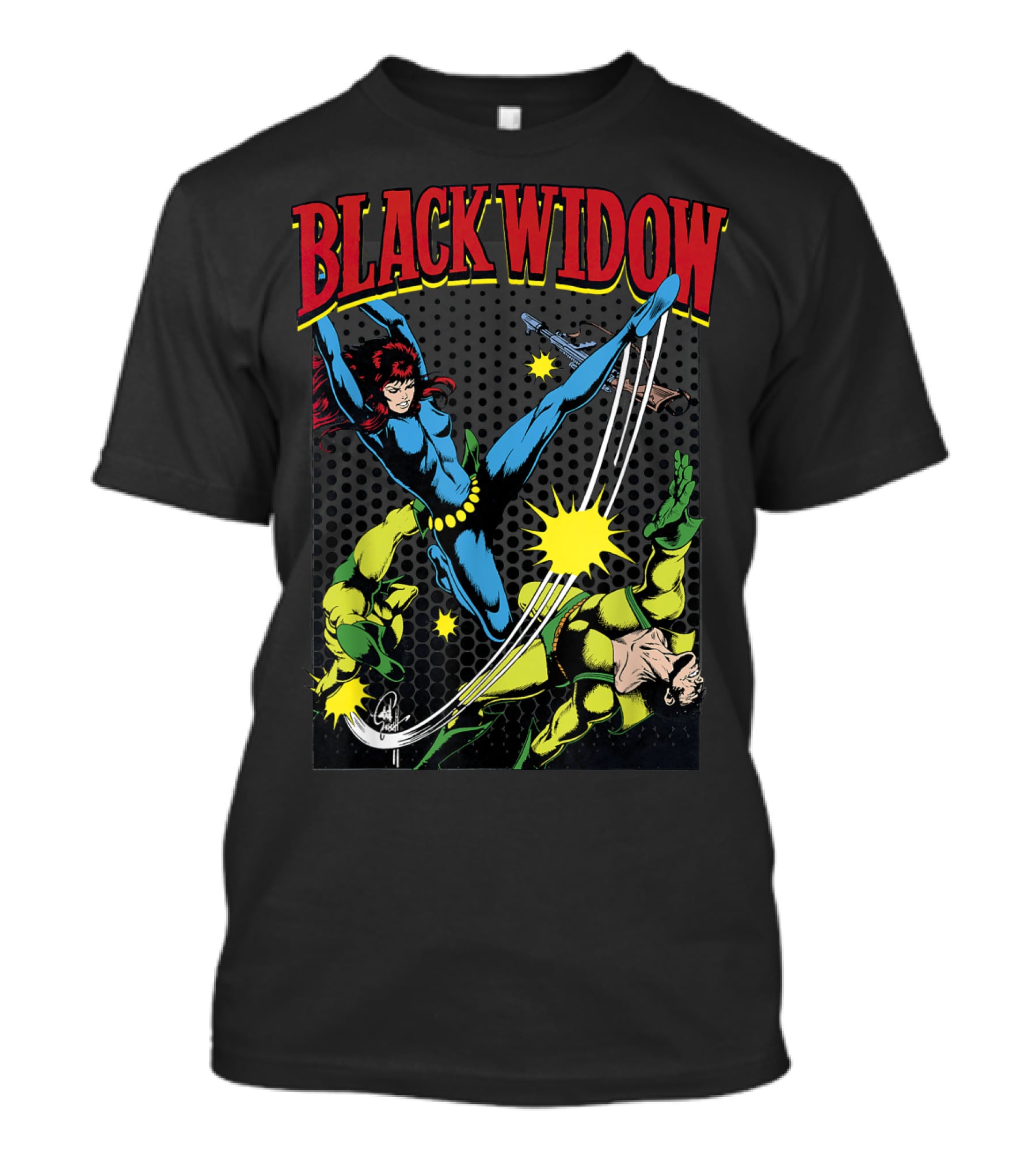 Marvel Black Widow Classic Comic Action Scene T-Shirt
