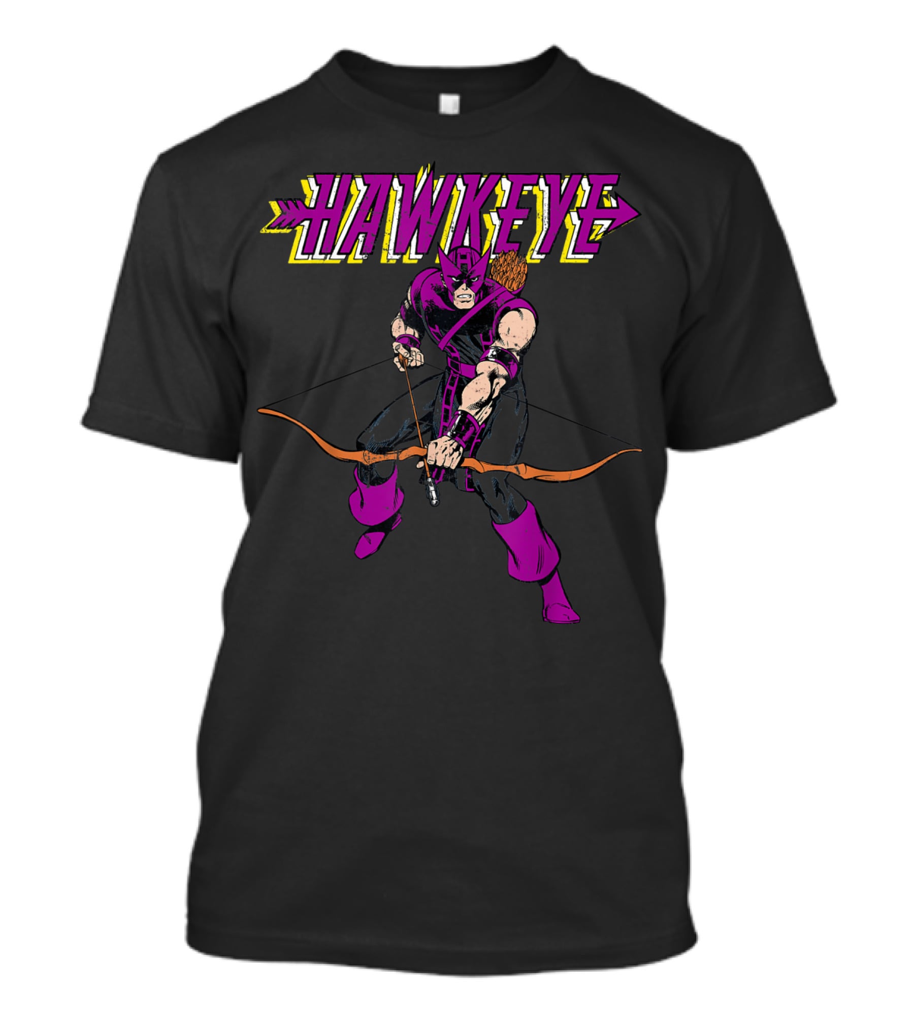 Marvel Hawkeye Classic Purple Pose Drawing Bow And Arrow T-Shirt
