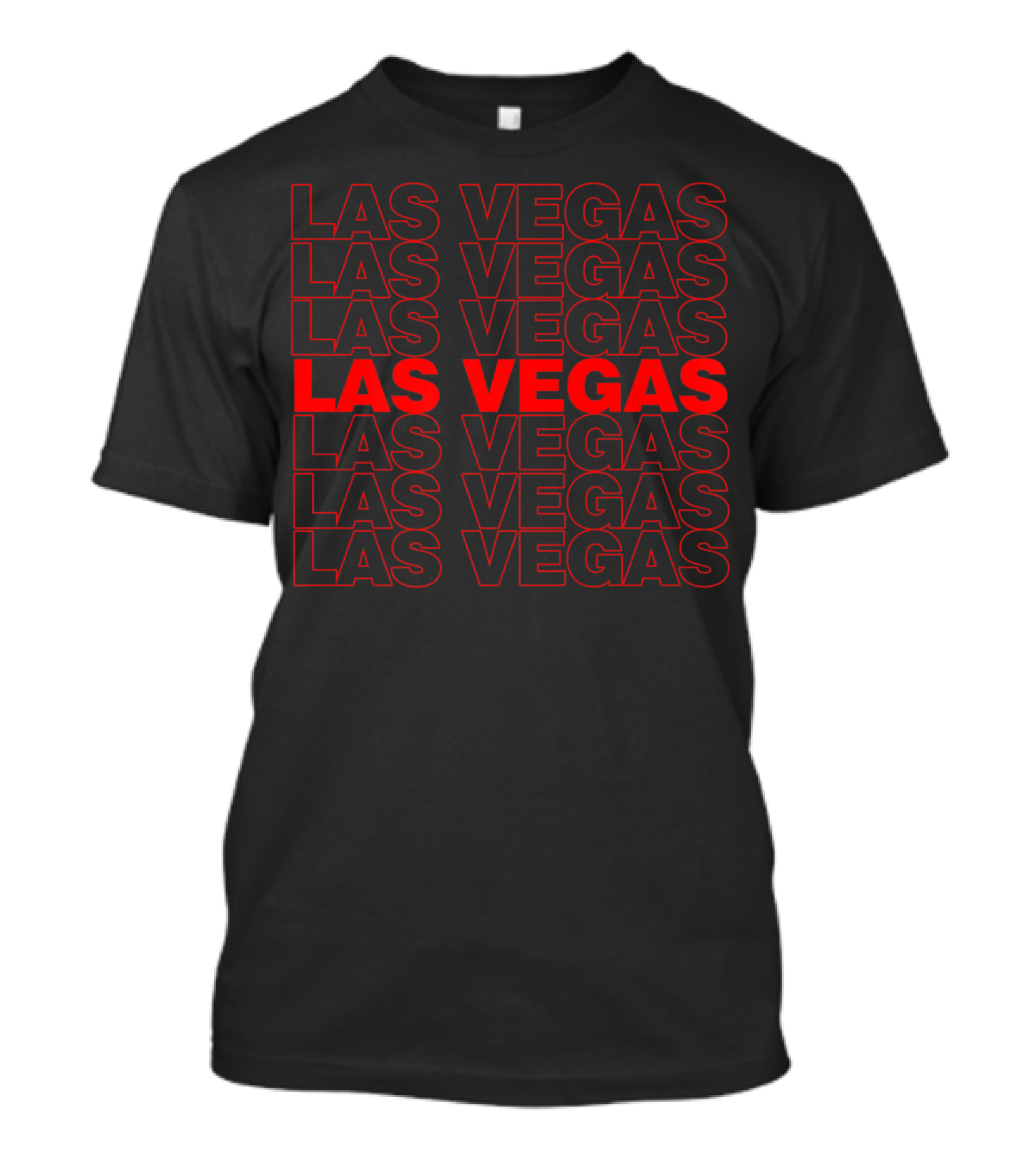 Las Vegas Repeated Red And Black Thank You Bag Style Nostalgic T-Shirt