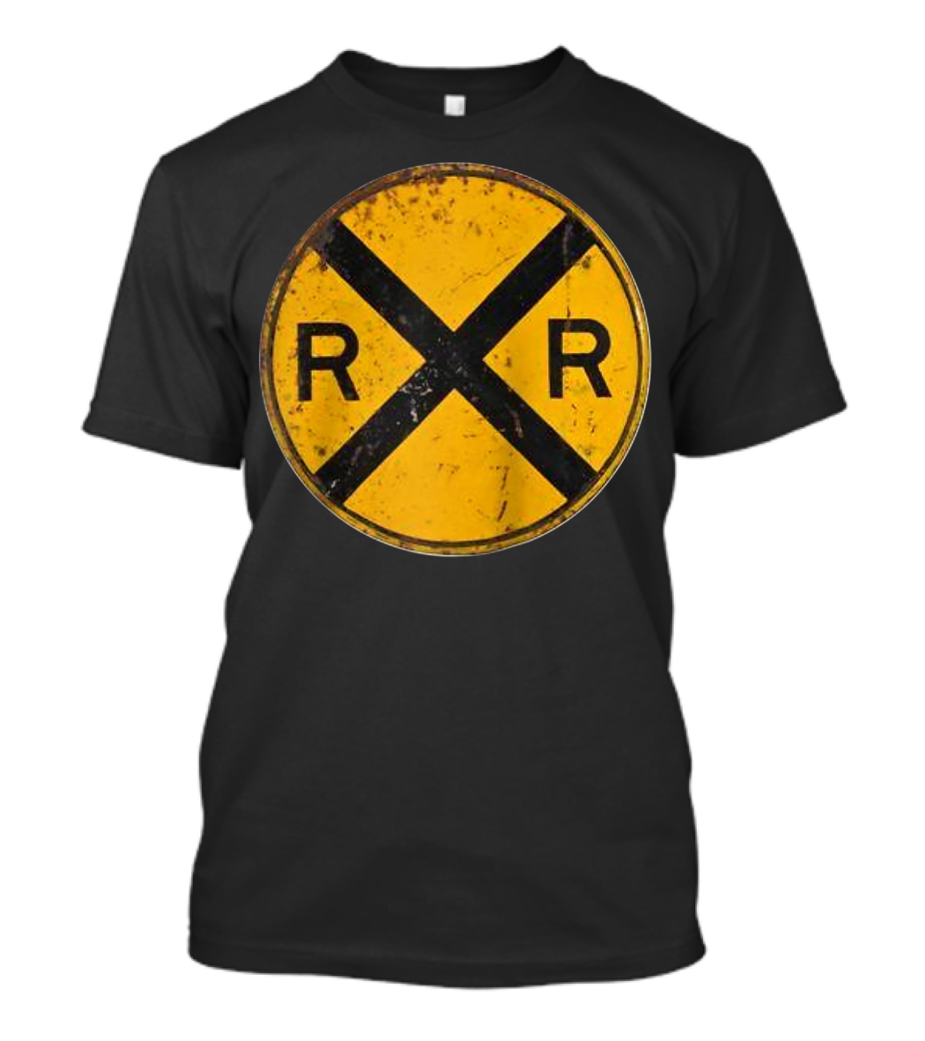 Vintage Railroad Crossing Sign RR Engineer Worker T-Shirt