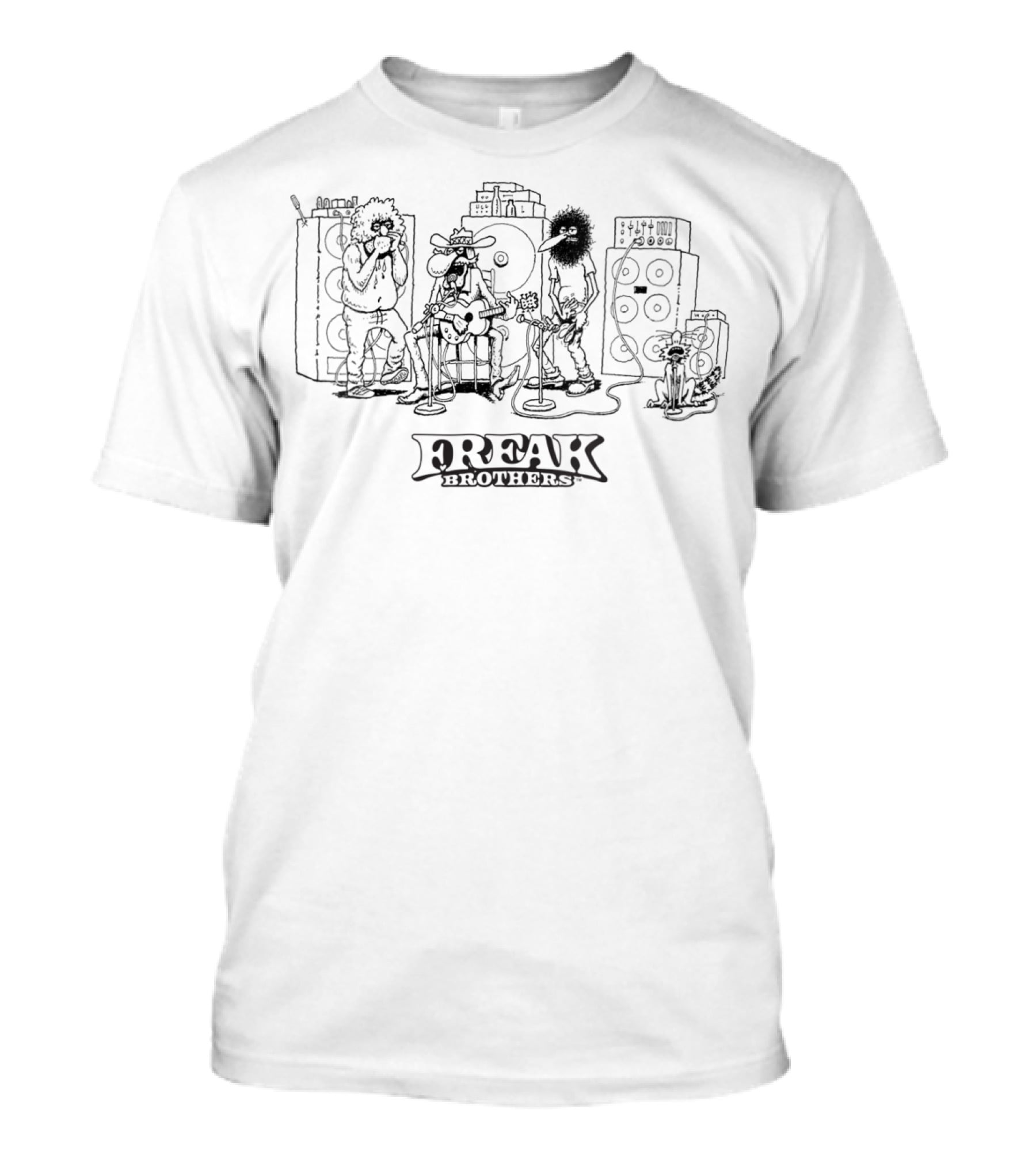 The Fabulous Furry Freak Brothers Band 70s Psychedelic Cartoon Characters T-Shirt