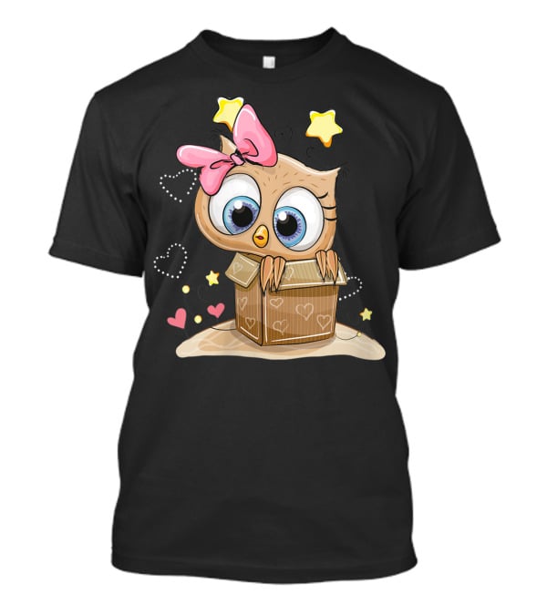 Sweet Little Owl Bird With Hearts And Stars In A Box T-Shirt
