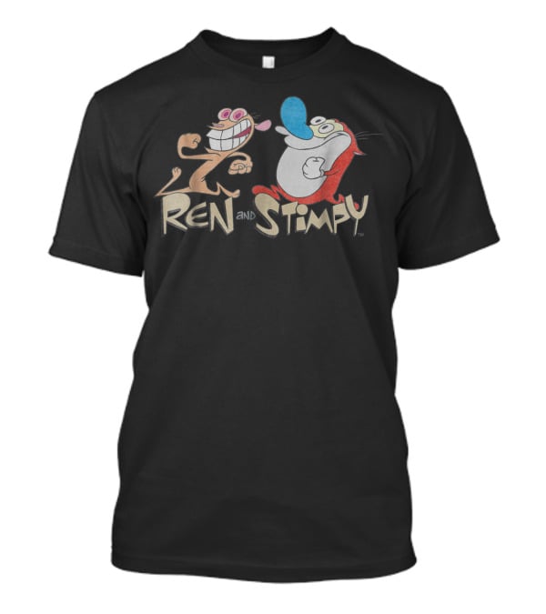 Nickelodeon Ren And Stimpy Running Cartoon Characters T-Shirt