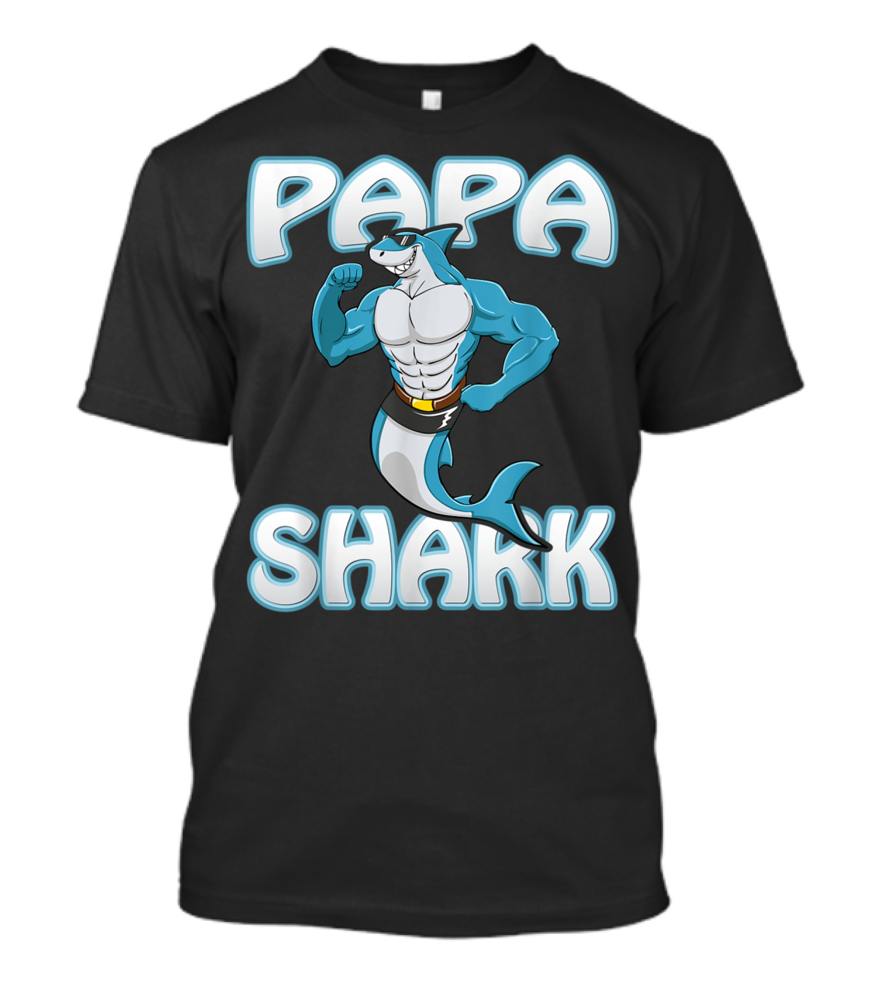 Papa Shark Muscular Gym Dad Father's Day T-Shirt