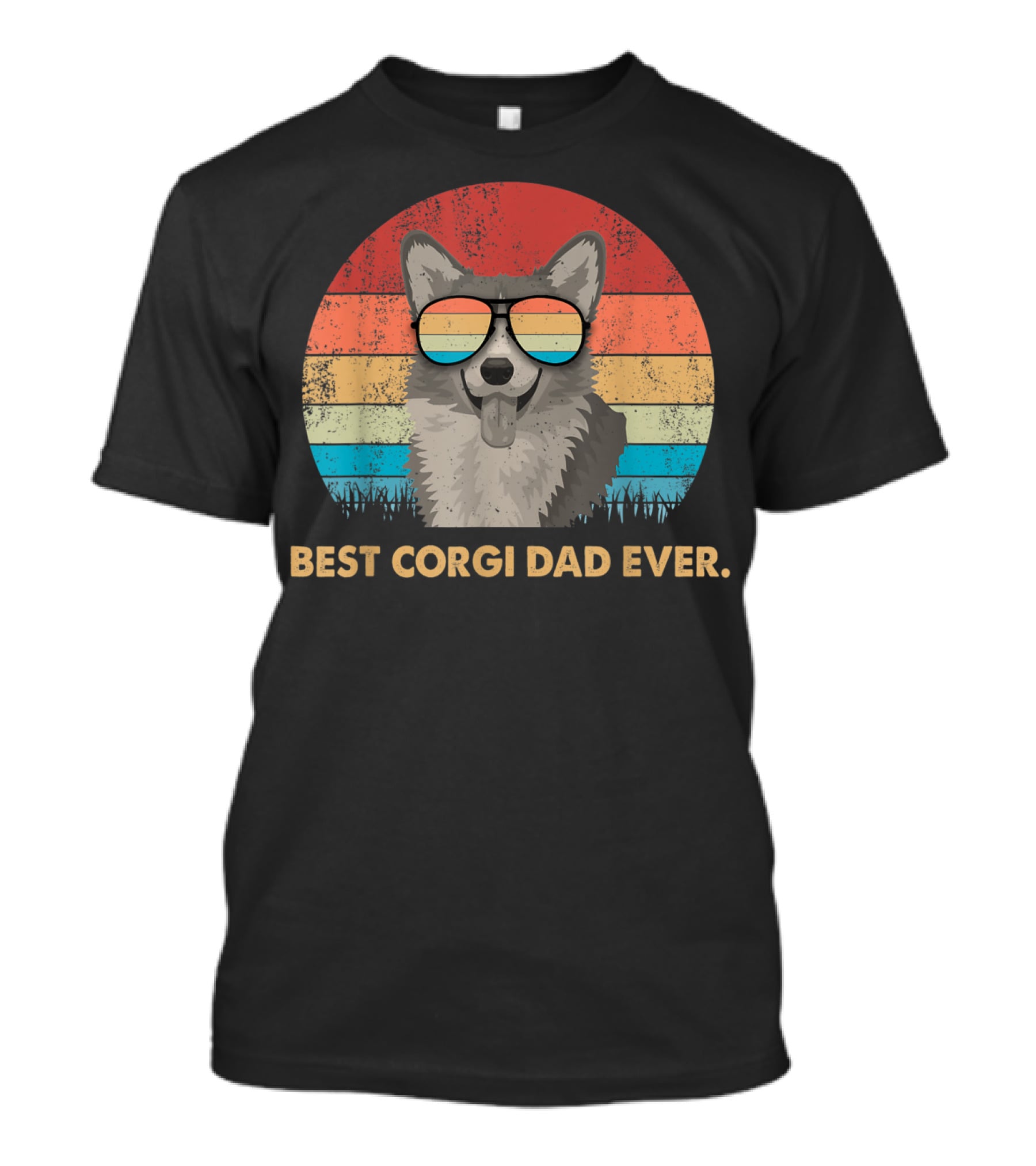 Best Corgi Dad Ever Vintage Retro Dog With Sunglasses T-Shirt