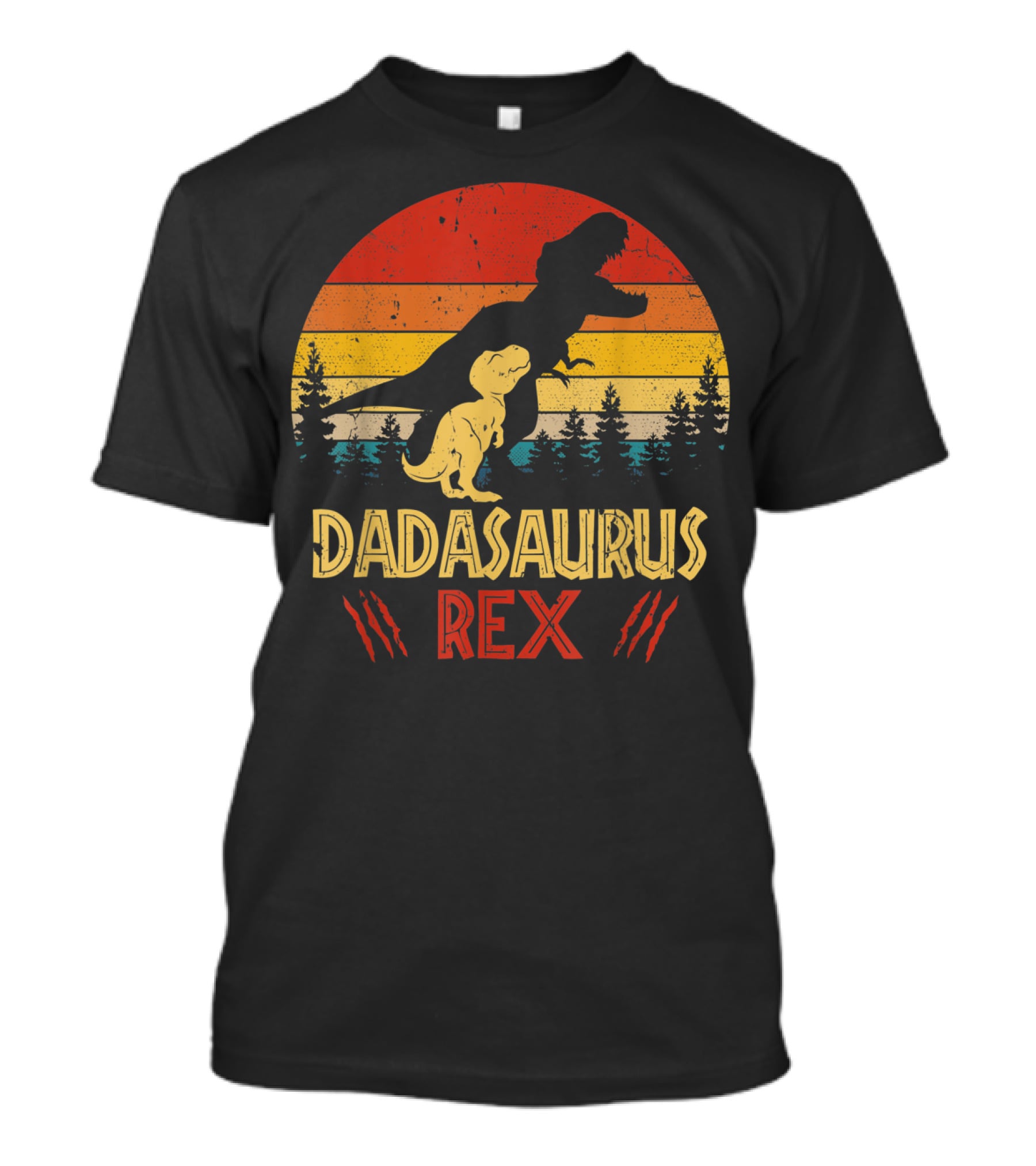 Dadasaurus Rex Dinosaur Retro Sunset Forest T-Shirt