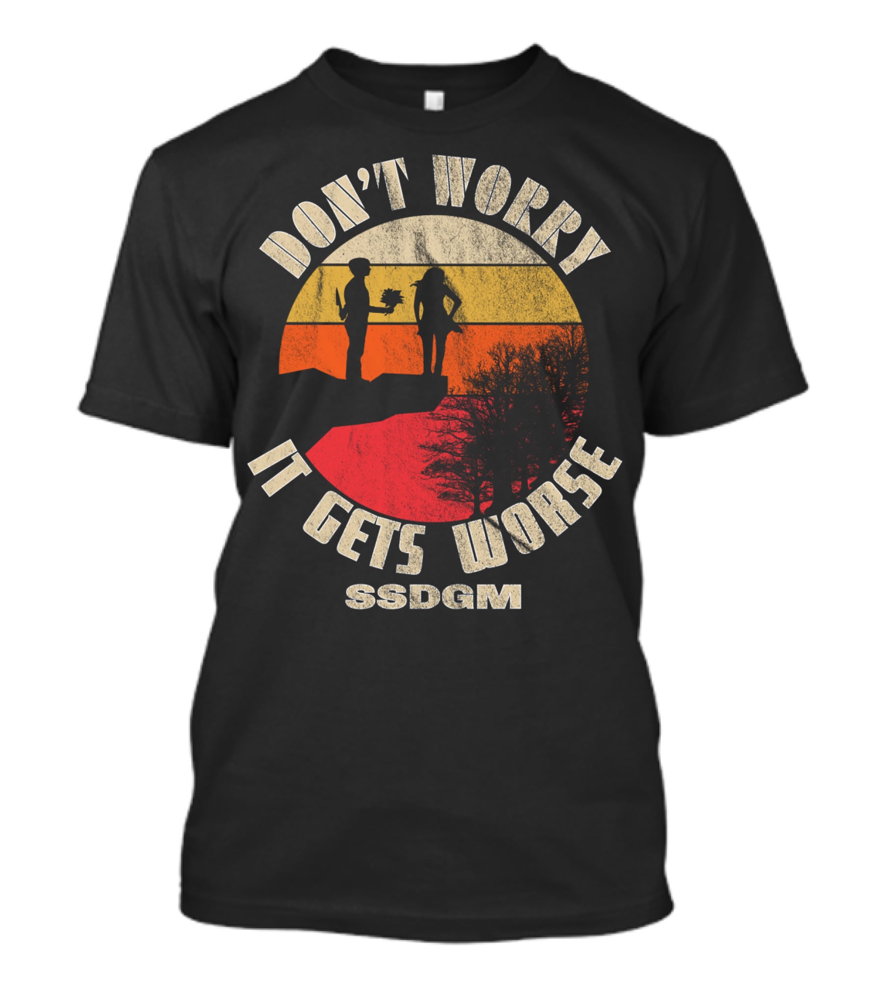 Don't Worry It Gets Worse SSDGM Retro Sunset Cliff Scene T-Shirt