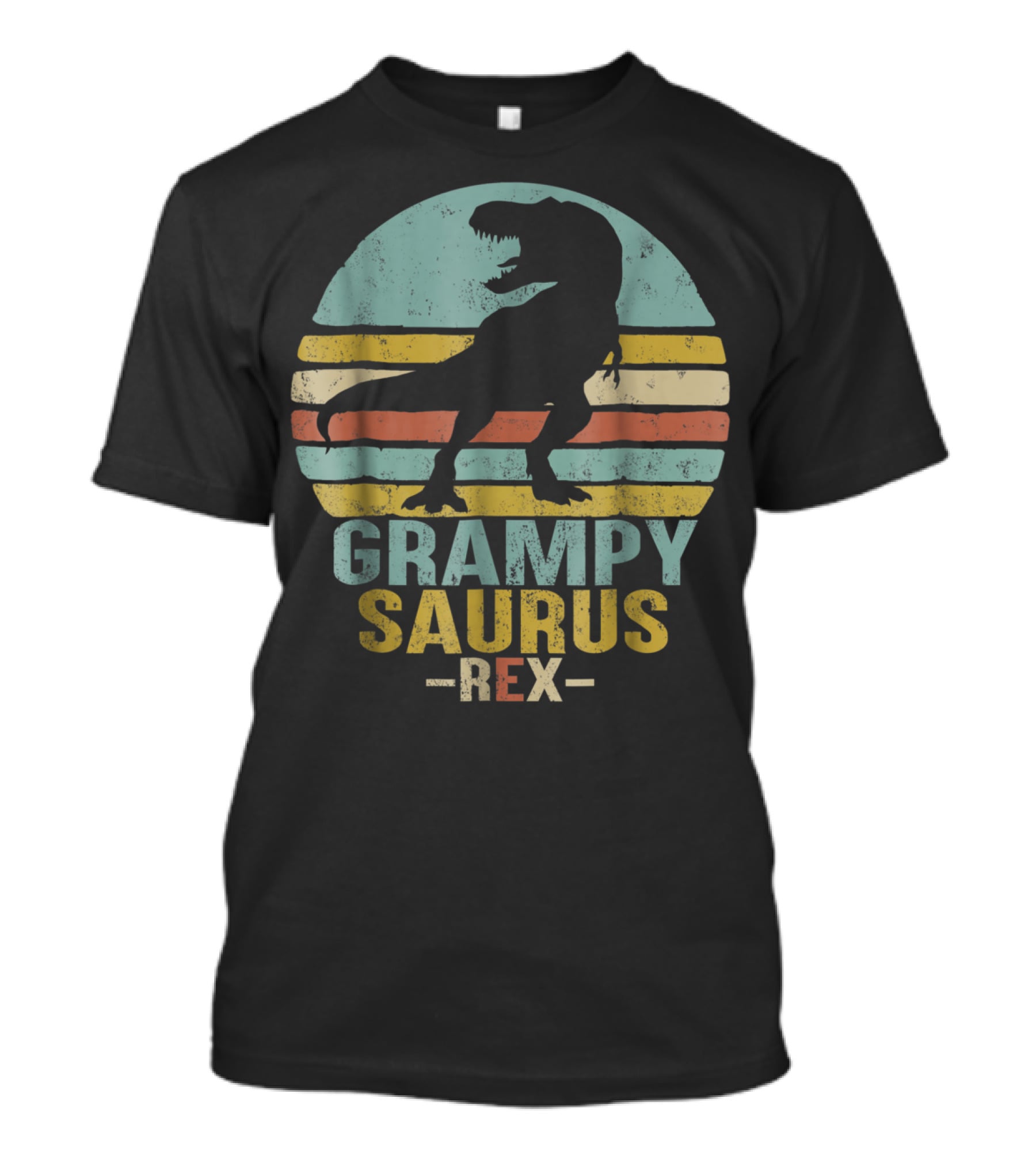 Grampysaurus Rex Funny Dinosaur Retro Sunset Stripes Grampy Sau T-Shirt